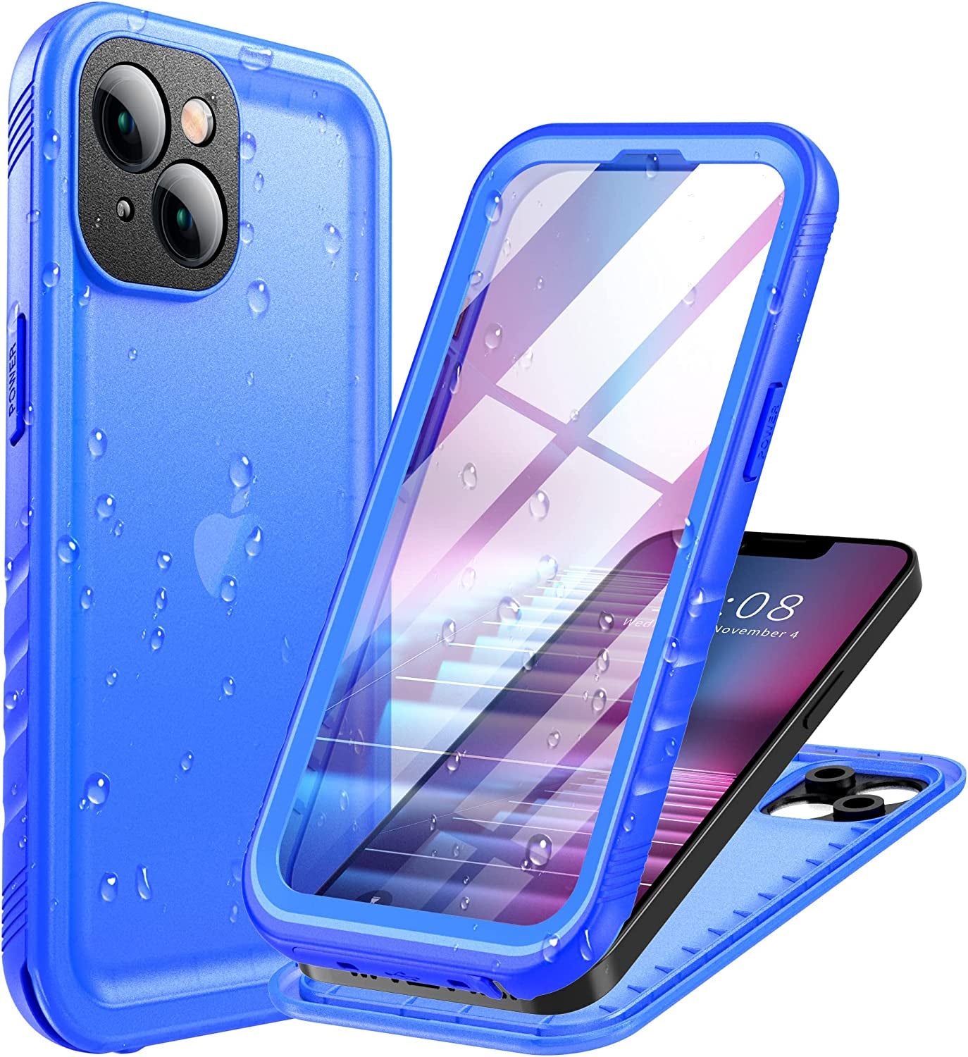 Cozycase Compatible with Iphone 14 plus Waterproof Case - Full Body Shockproof Dustproof Dropproof Built in Screen Protector Rugged Waterproof Case for Iphone 14 plus 6.7 Inch Pink  Cozycase Blue Iphone 14（6.1''） 