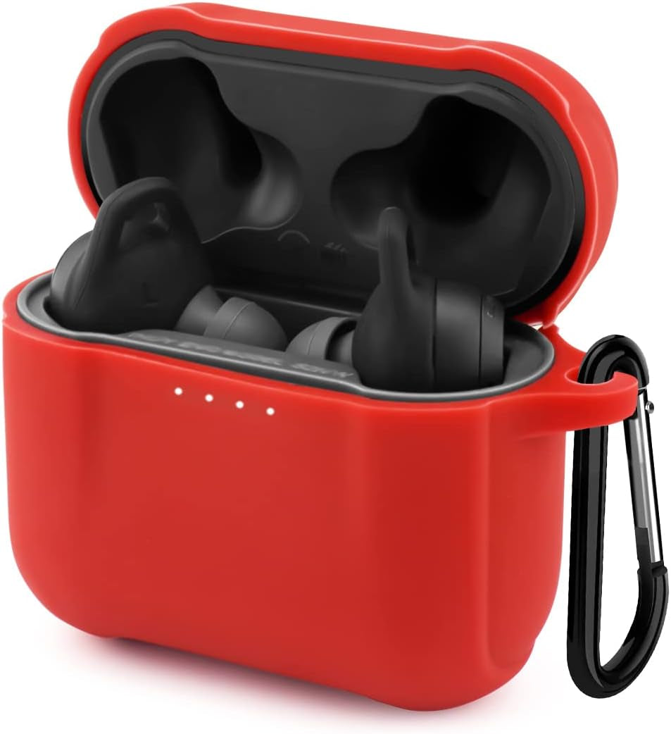 Silicone Cover for Skull Candy Indy Evo Case 【Luminous Green】, Anti-Lost & Shockproof Protective Case for Skull Candy Indy EVO True Wireless Earbuds with Keychain (Visible Front LED) (NOT for Indy)  WQNIDE Red  