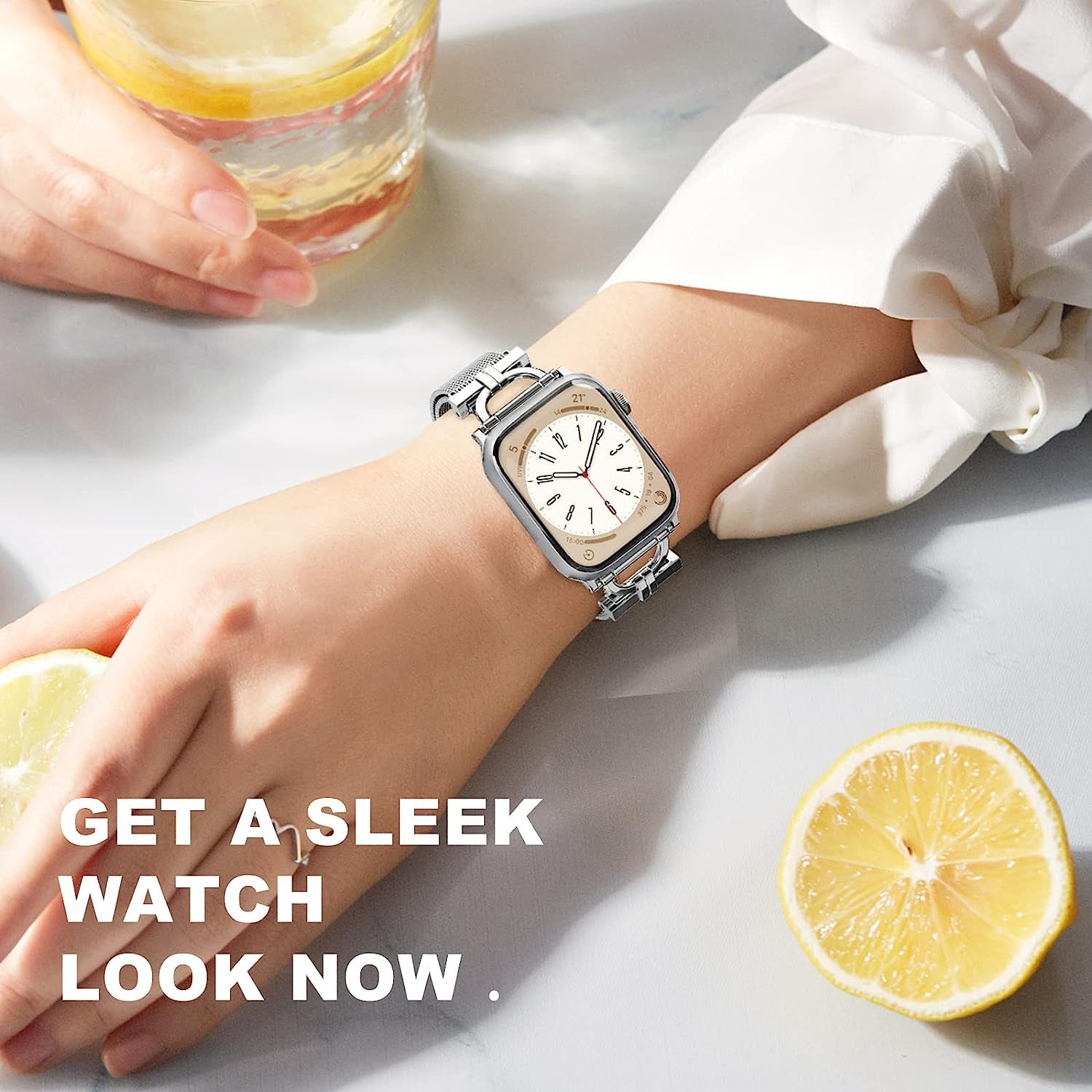 MOSINBAND Compatible with Apple Watch Band 42Mm 44Mm 45Mm 49Mm 38Mm 40Mm 41Mm,Slim Stainless Steel Mesh Loop Magnetic Clasp Strap for Iwatch SE & Series 8 7 6 5 4 3 2 1 Women Men  MOSINBAND   