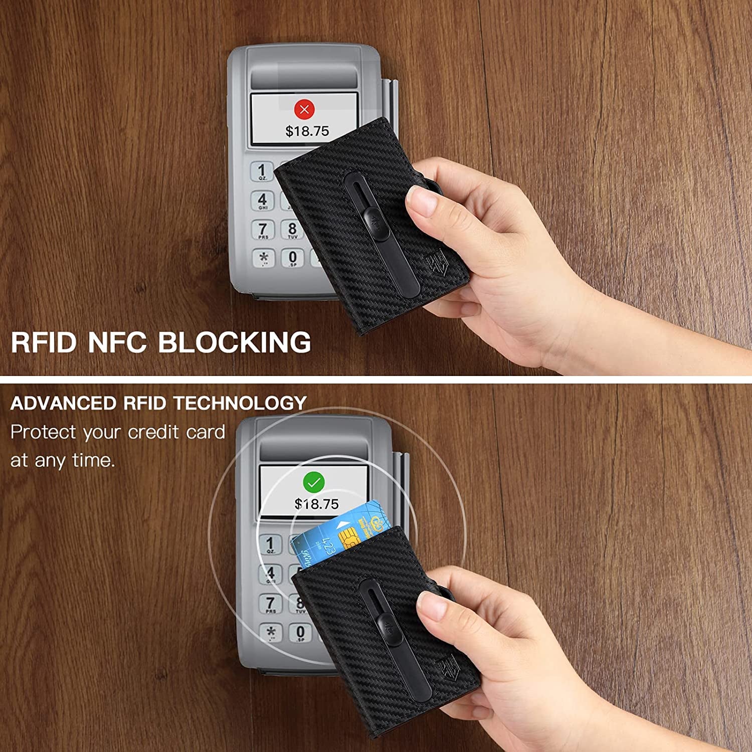 Leaov Air Tag Wallet for Men, Anti-Lost Slim Leather Wallet with Airtag Case, RFID Blocking Front Pocket Wallet for Airtag with Gift Box(Carbon Black)  Leaov   