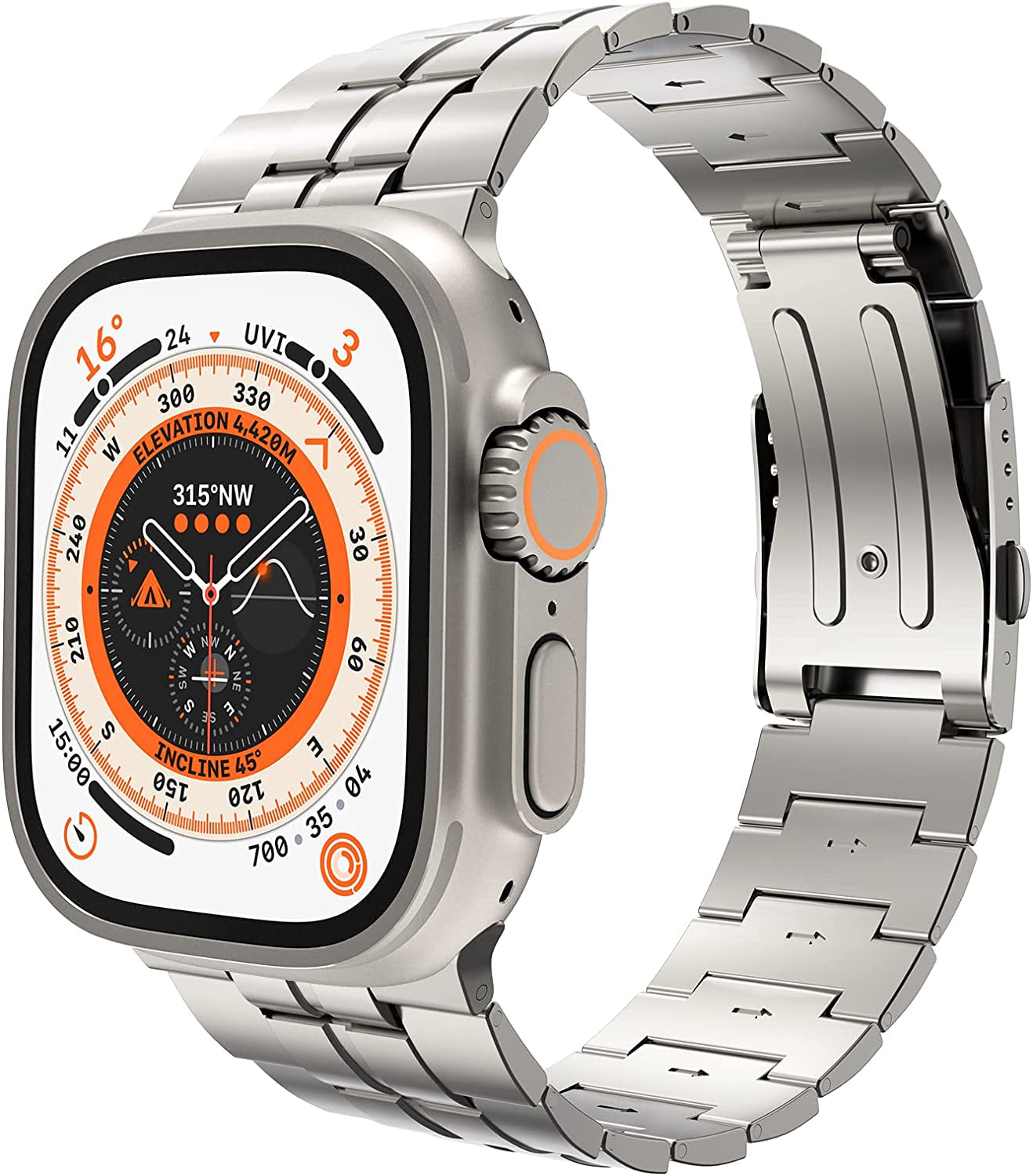 LULULOOK Titanium Band Compatible with Apple Watch, Metal Band 49/45/44/42Mm for Iwatch Ultra SE Series 8/7/6/5/4/3/2/1  LULULOOK Sliver 42/44/45/49mm 