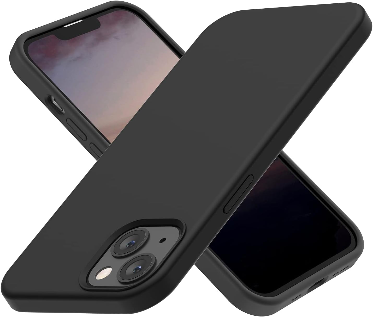 ABITKU Compatible with Iphone 13 Case 2021, Liquid Silicone Soft Gel Rubber Full Coverage Body [With Screen & Camera Protection] Shockproof Drop Phone Case Cover 6.1 Inch (Pink)  ABITKU Black  