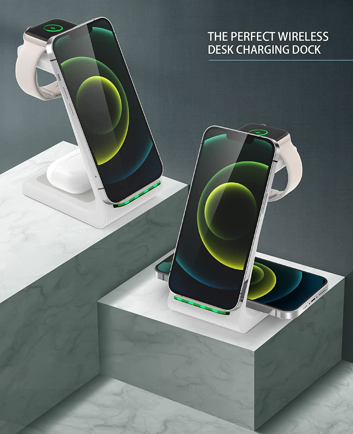 Wireless Charging Station,3 in 1 Fast Charging Station,Wireless Charger Stand for Iphone 14/13/12/11 Pro Max/X/Xs Max/8/8 Plus, Airpods 3/2/Pro, Iwatch Series 8/7/6/5/SE/4/3/2, and Samsung Phones  Iovis   