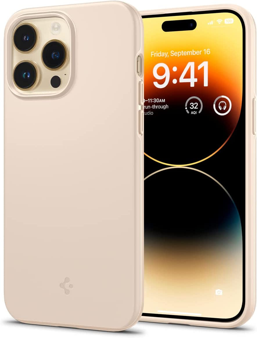 Spigen Thin Fit Designed for Iphone 14 Pro Case (2022) - Black  Spigen Sand Beige  