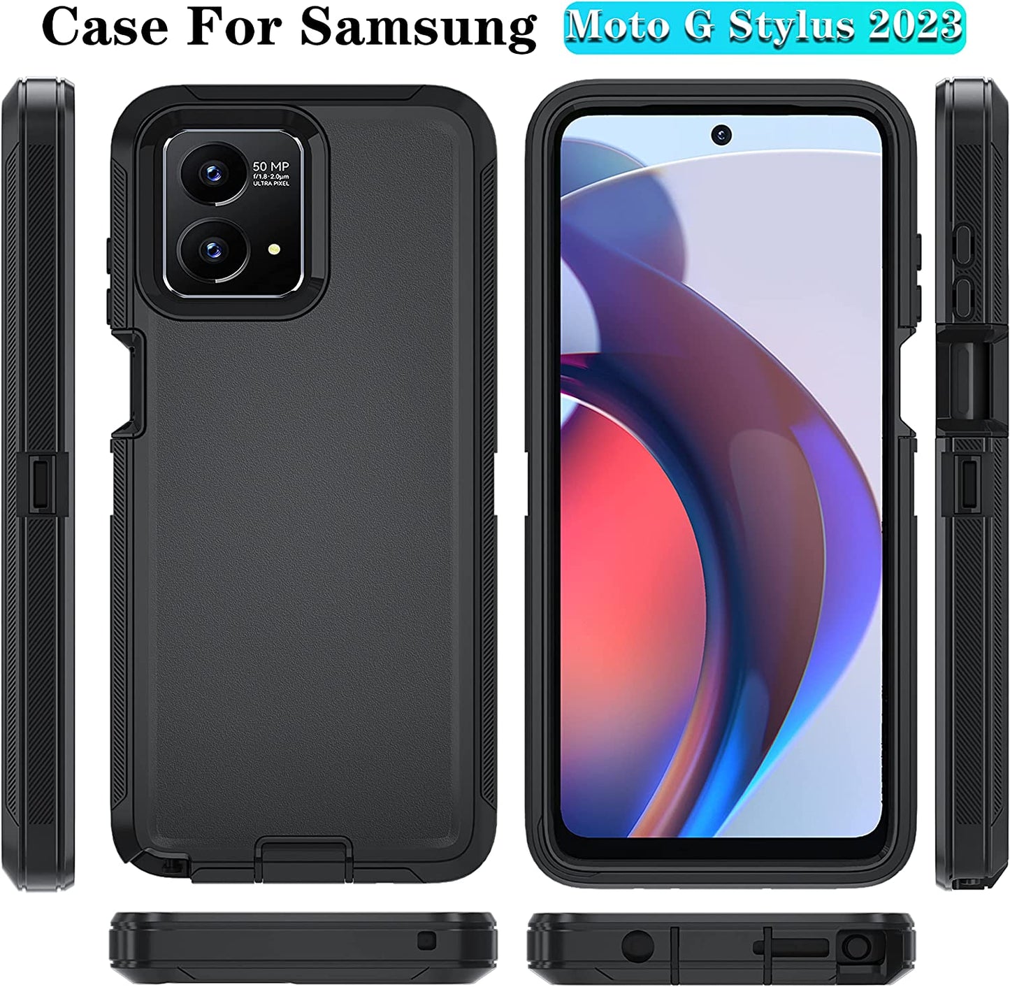 ONOLA for Motorola Moto G Stylus 5G 2023 Case with HD Screen Protector(2 Packs) [Not for Moto G Stylus 5G/4G 2022], Shockproof Dustproof 3 in 1 Durable Case for Moto G Stylus 5G 2023 (Black)  ONOLA   