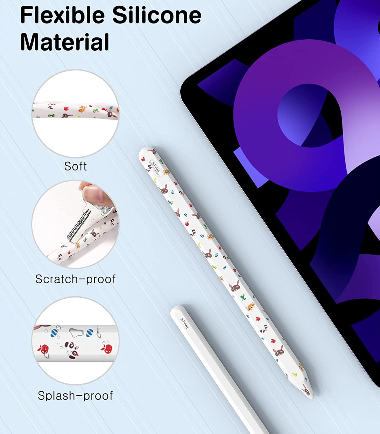 Moko Silicone Pencil Case Compatible with Apple Pencil 2Nd Generation, Ultra Thin Protective Cover Anti-Slip Sleeve Case with Nib Cover, Panda  MoKo   