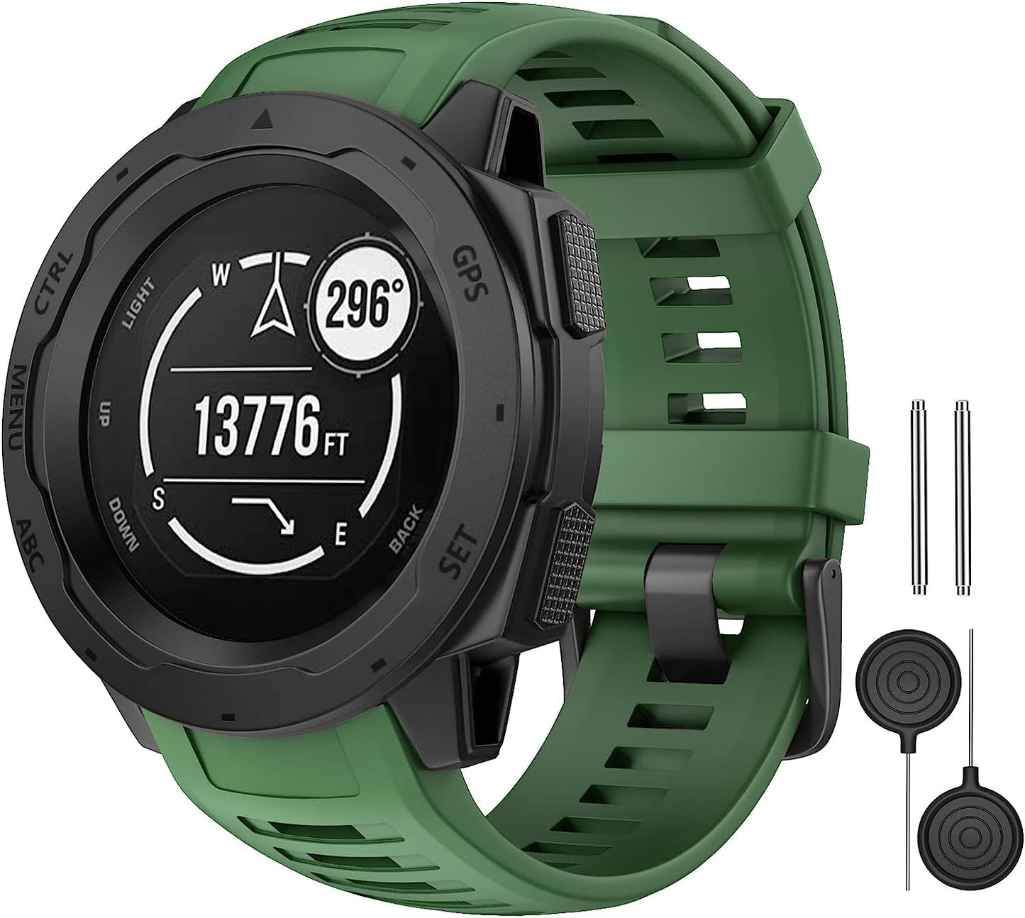 MYSNBKN Compatible with Garmin Instinct Band, Soft Silicone Replacement Watch Strap for Garmin Instinct/ Solar/ Tactical  MYSNBKN Army Green  