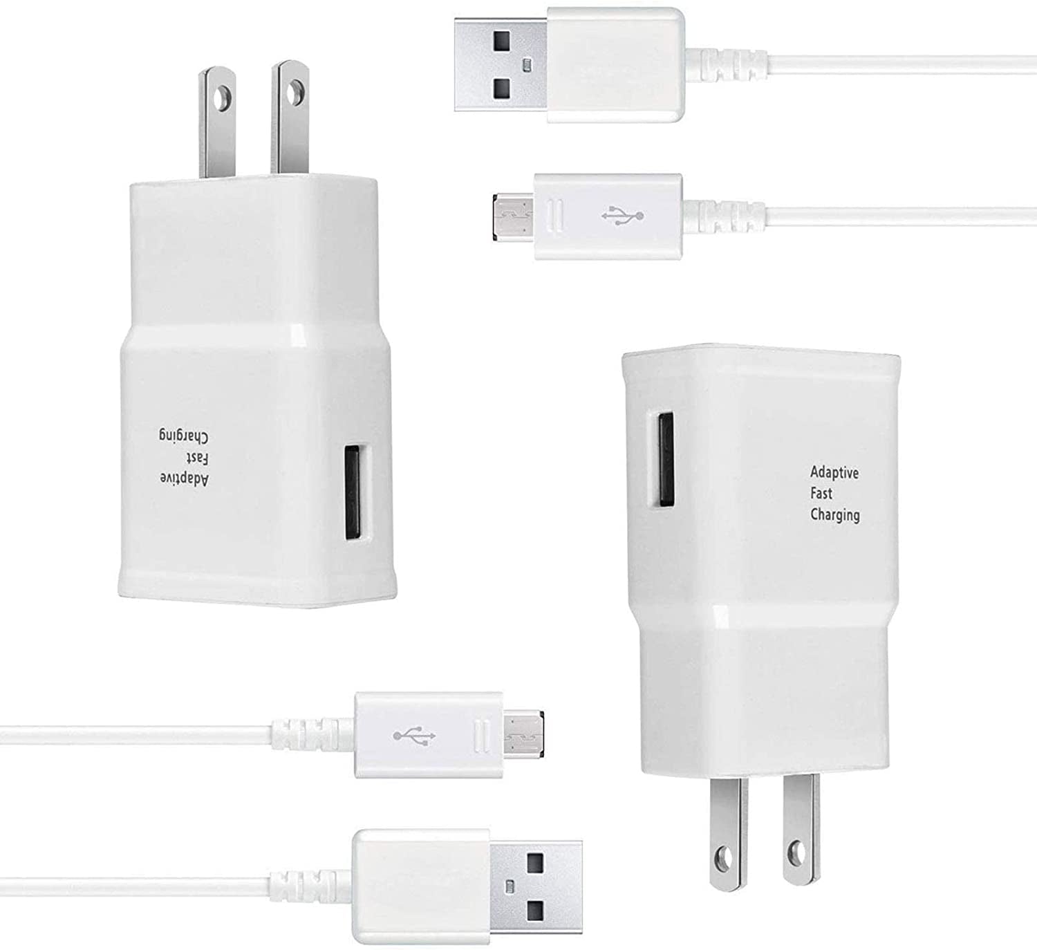Wall Charger Kit Adaptive Fast Charge Compatible Samsung Galaxy S7 / S7 Edge / S6 / S6 plus / A6 / J7 / J3 / Note5 4, USB 2.0 Charger Plug and Micro USB Cable (2 Pack)  Shenzhen Yuanjiaxin Trading Co.,Ltd   