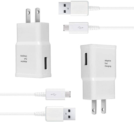Wall Charger Kit Adaptive Fast Charge Compatible Samsung Galaxy S7 / S7 Edge / S6 / S6 plus / A6 / J7 / J3 / Note5 4, USB 2.0 Charger Plug and Micro USB Cable (2 Pack)  Shenzhen Yuanjiaxin Trading Co.,Ltd   