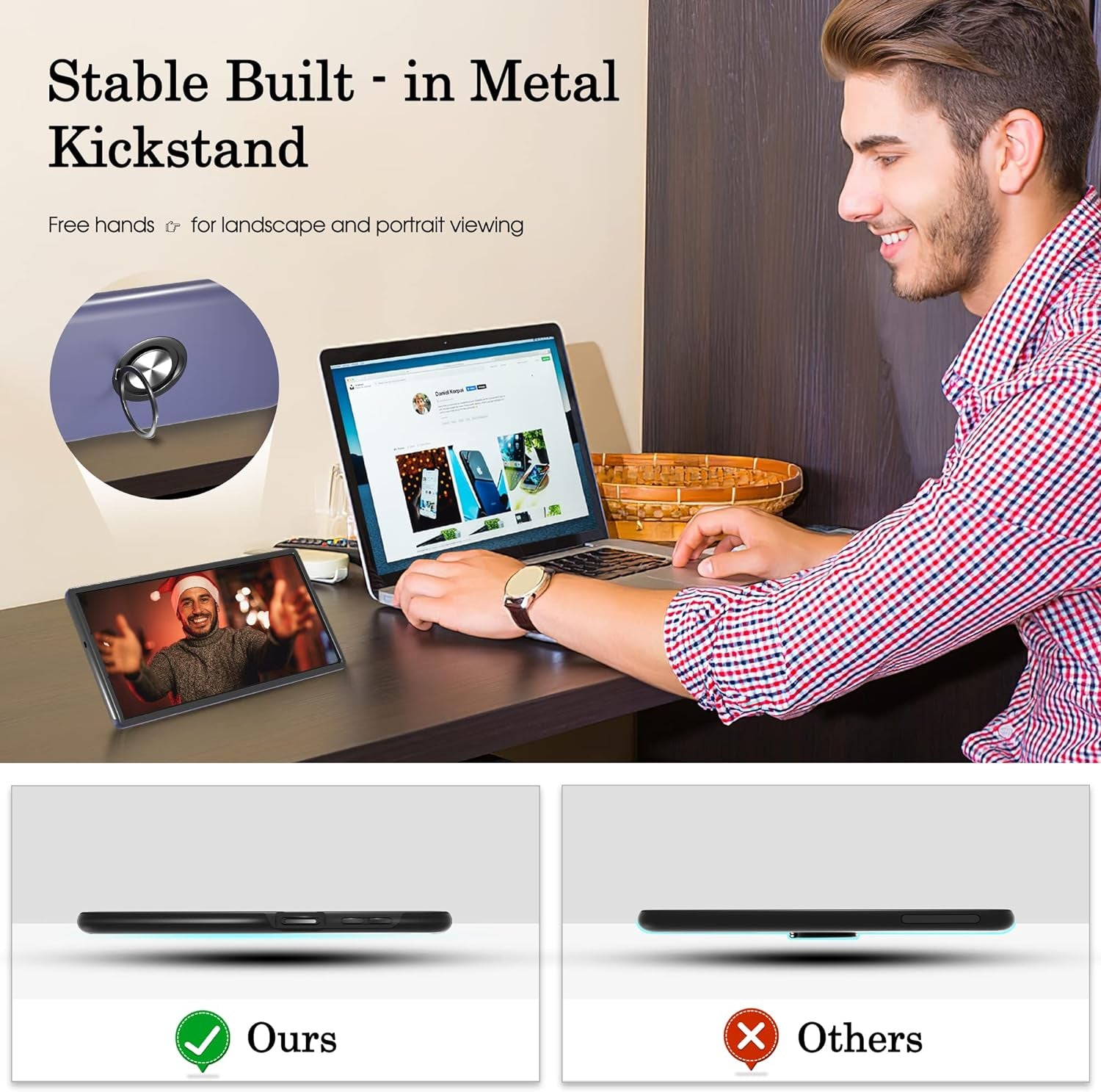 Gritup Samsung Galaxy S22 Ultra Case, Galaxy S22 Ultra Case with HD Screen Protector, [Military Grade] Shockproof Protection Case with 360° Magnetic Ring Holder Kickstand for Samsung S22 Ultra, Blue  Gritup   