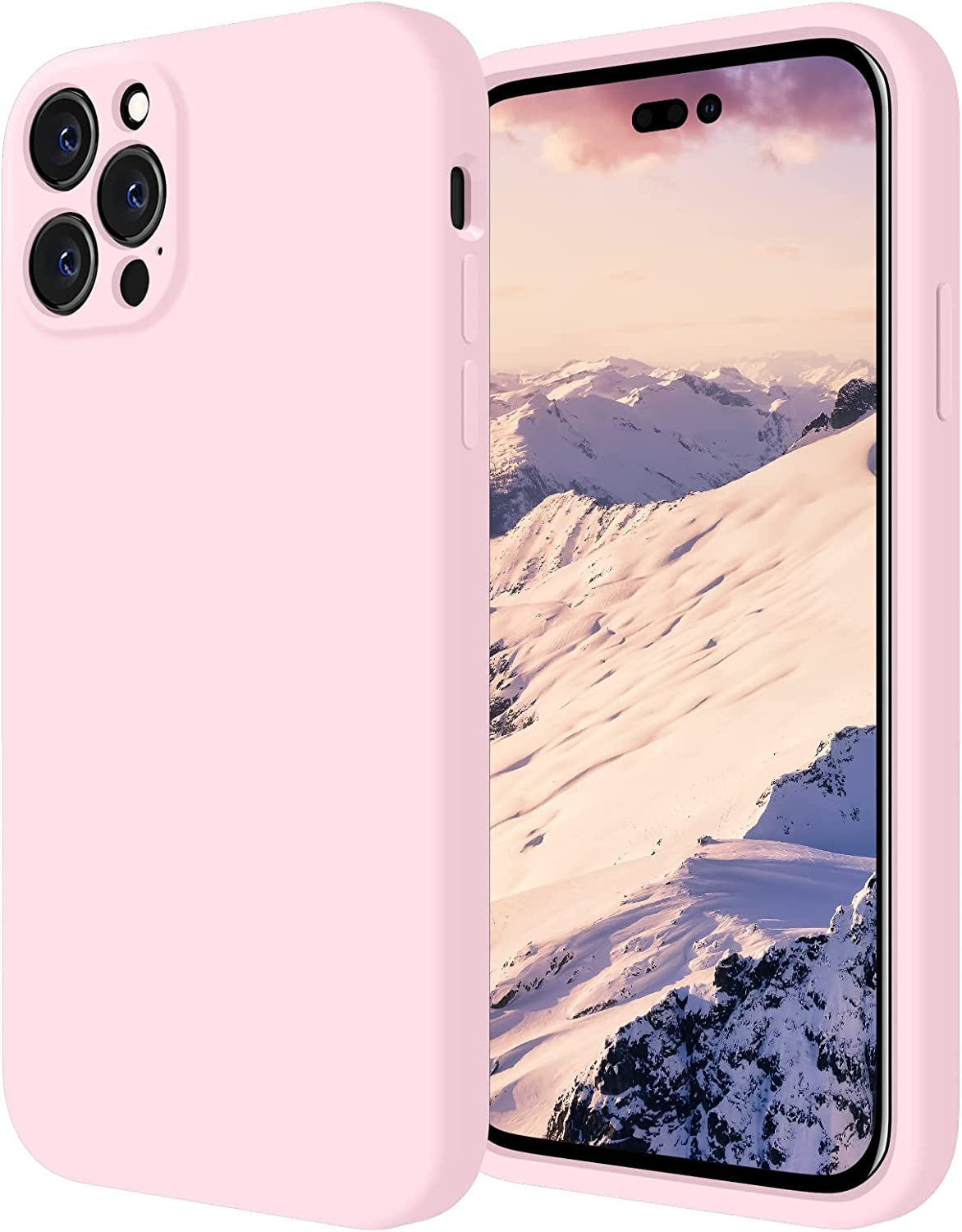 Firenova for Iphone 14 Pro Case, Silicone Upgraded [Camera Protection] Phone Case with [2 Screen Protectors], Soft Anti-Scratch Microfiber Lining Inside, 6.1 Inch, Black  FireNova Chalk Pink  