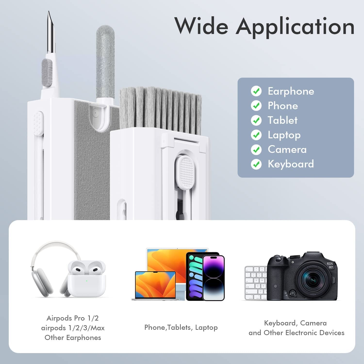 Aijeff Cleaner Kit for Airpod, Keyboard Cleaner for Laptop, Macbook, Screen Cleaner with Spray and Microfiber Cloth, Multifunctional Cleaning Kit for Keyboard, Earphone, Smartphone, Tablet-White  Aijeff   