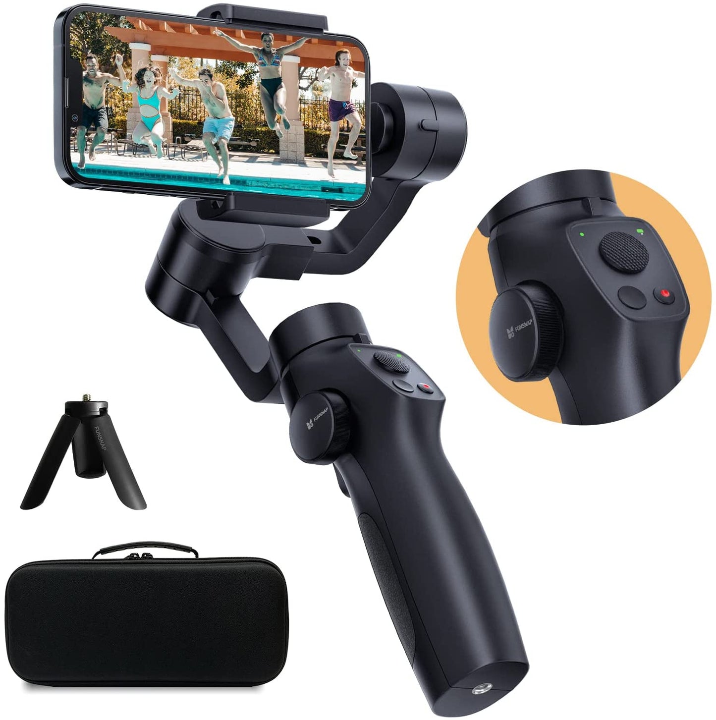 3-Axis Gimbal Stabilizer for Iphone 14 13 12 Pro Max XS X XR Samsung S21 S20 Android Smartphone, Handheld Gimble with Focus Wheel, Phone Stabilizer for Video Recording Vlog - FUNSNAP Capture 2S Combo  FUNSNAP   
