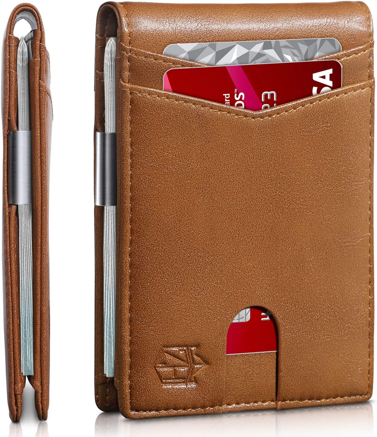 Zitahli Slim Wallet for Men-Leather Money Clip Mens Wallets-Rfid Blocking Front Pocket Bifold Wallet-Minimalist Credit Card Holder with Gift Box  Zitahli Leather California Dessert  