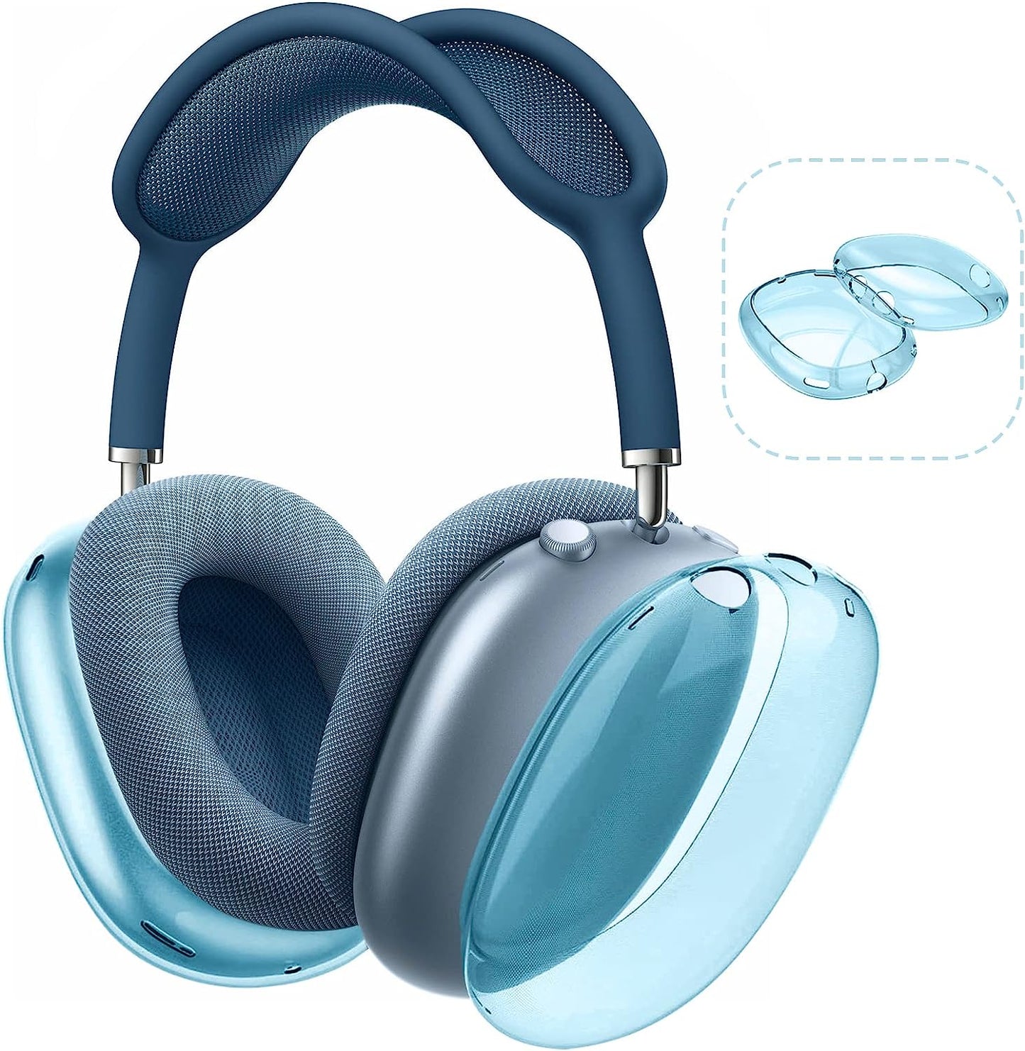 Aiaabq for Airpods Max Case Cover, Clear Soft TPU Skin Anti-Scratch, Transparent Accessories Ultra Protective Cover for Apple Airpods Max Headphones Case  Aiaabq Clear - Blue  