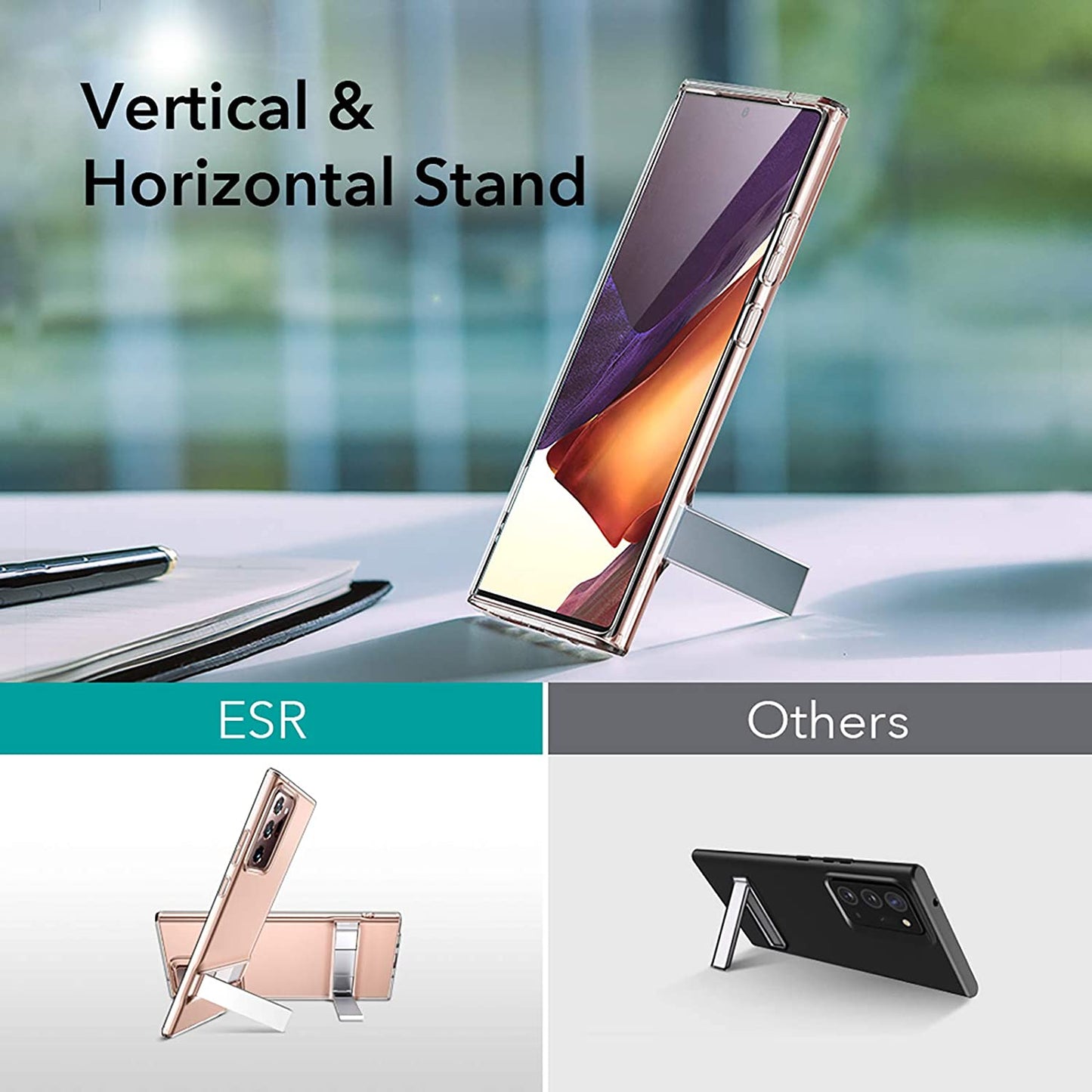 ESR Metal Kickstand Case Compatible with Samsung Galaxy Note 20 Ultra (6.9-Inch) [Vertical and Horizontal Stand] [Reinforced Drop Protection] – Clear  Electronic Silk Road Corp   