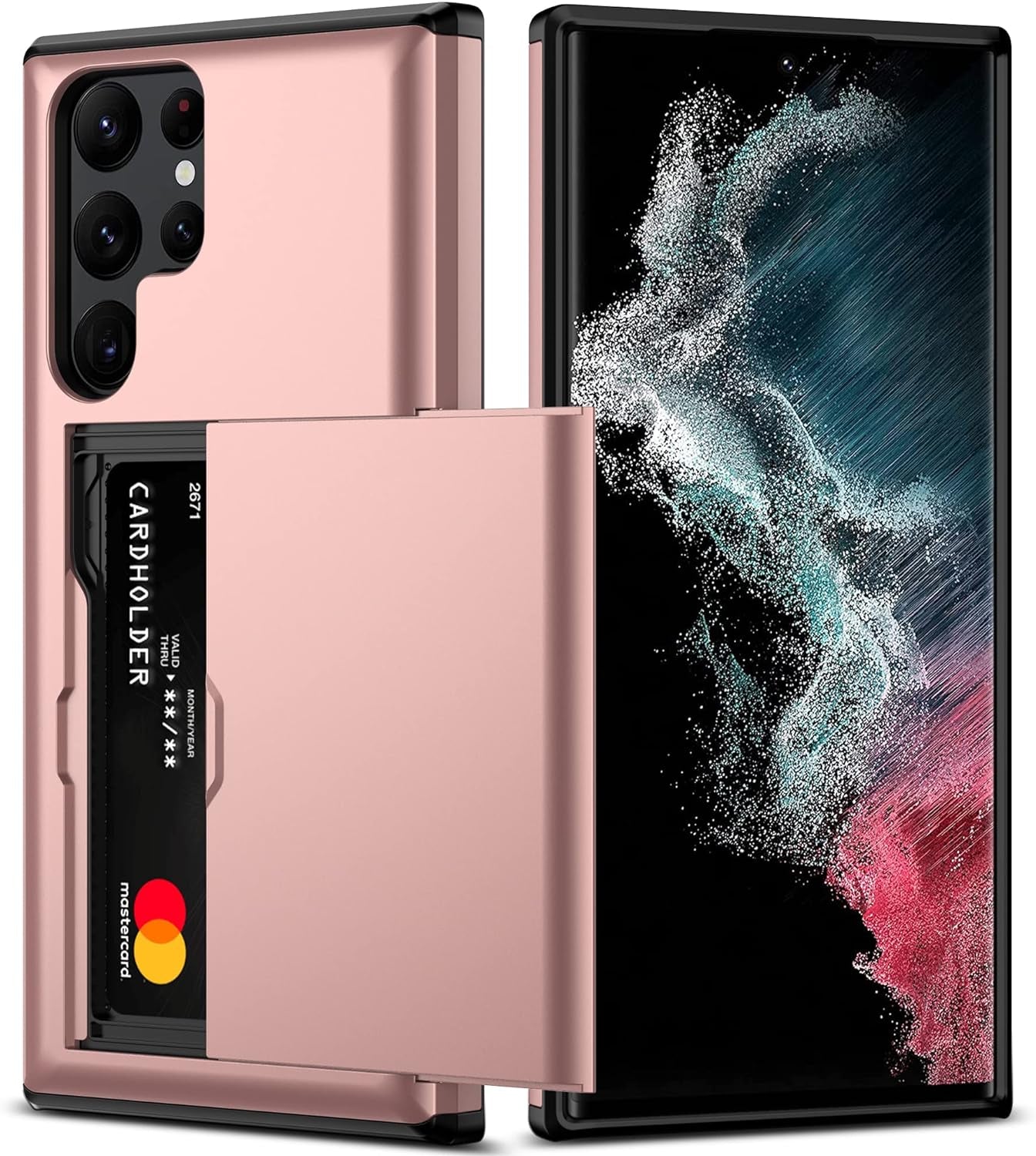 Nvollnoe for Samsung S22 Case with Card Holder 5G 6.1 Inch Slim Dual Layer Heavy Duty Protective Galaxy S22 Case Hidden Card Slot Wallet Case for Samsung S22(Rose Gold)  Nvollnoe Rose Gold For Galaxy S22 Ultra-6.8'' 