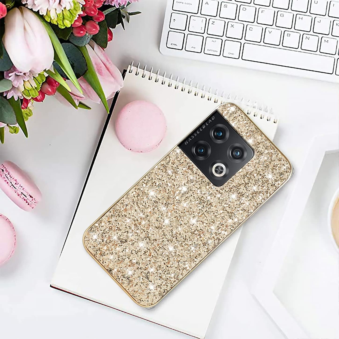 Jancyu Compatible with Oneplus 10 Pro Case, Shockproof Phone Cases for Oneplus 10 Pro Glitter Protective Cover for Women Cute Accessories (Gold)  Jancyu   