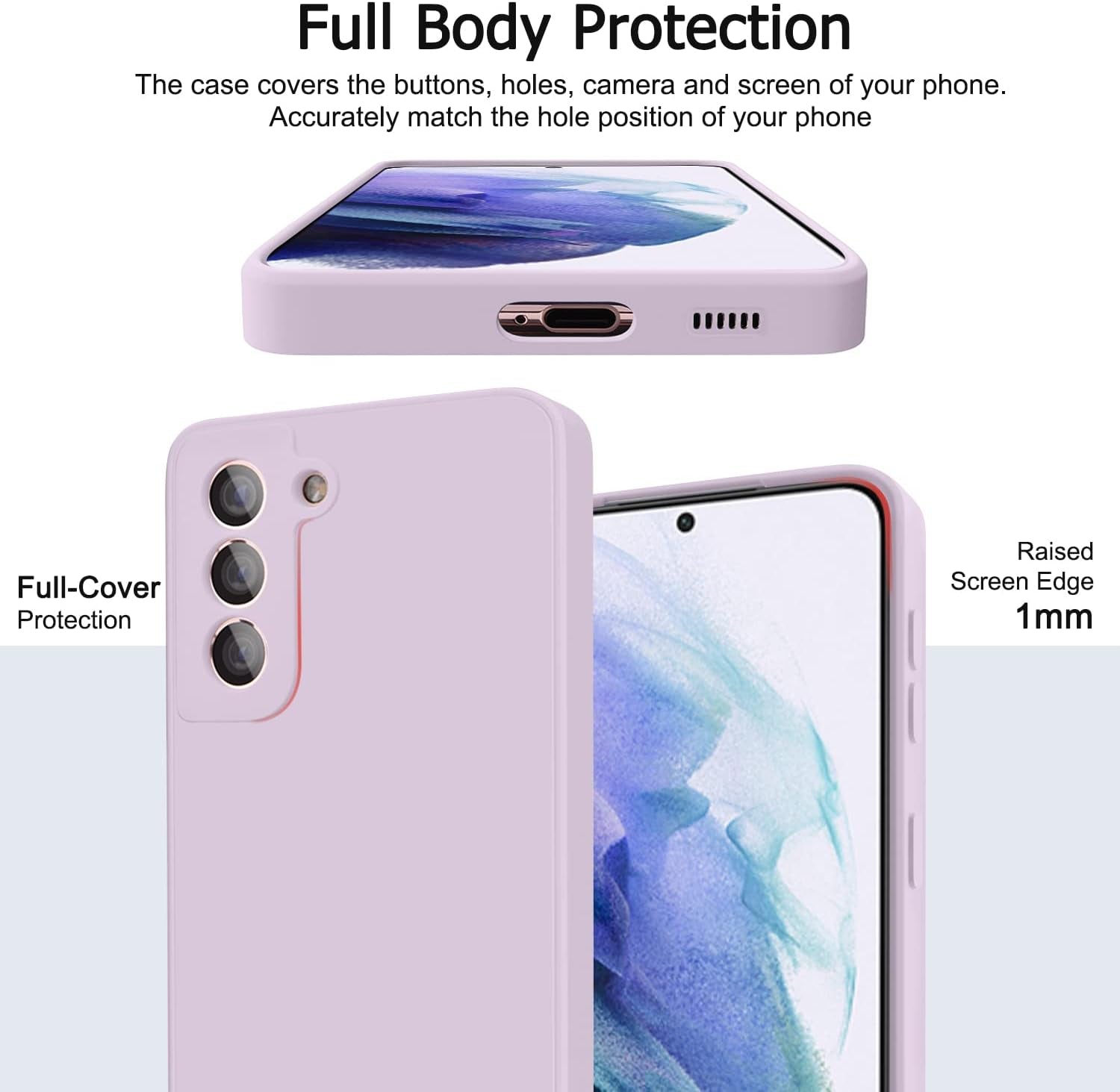 Vanjua [2 Pack] Cases for Samsung Galaxy S21 Case, Slim Full-Body Stylish Silicone Protective Cover for Galaxy S21 5G 6.2 Inch Phone Case (Pink+Violet)  Vanjua   