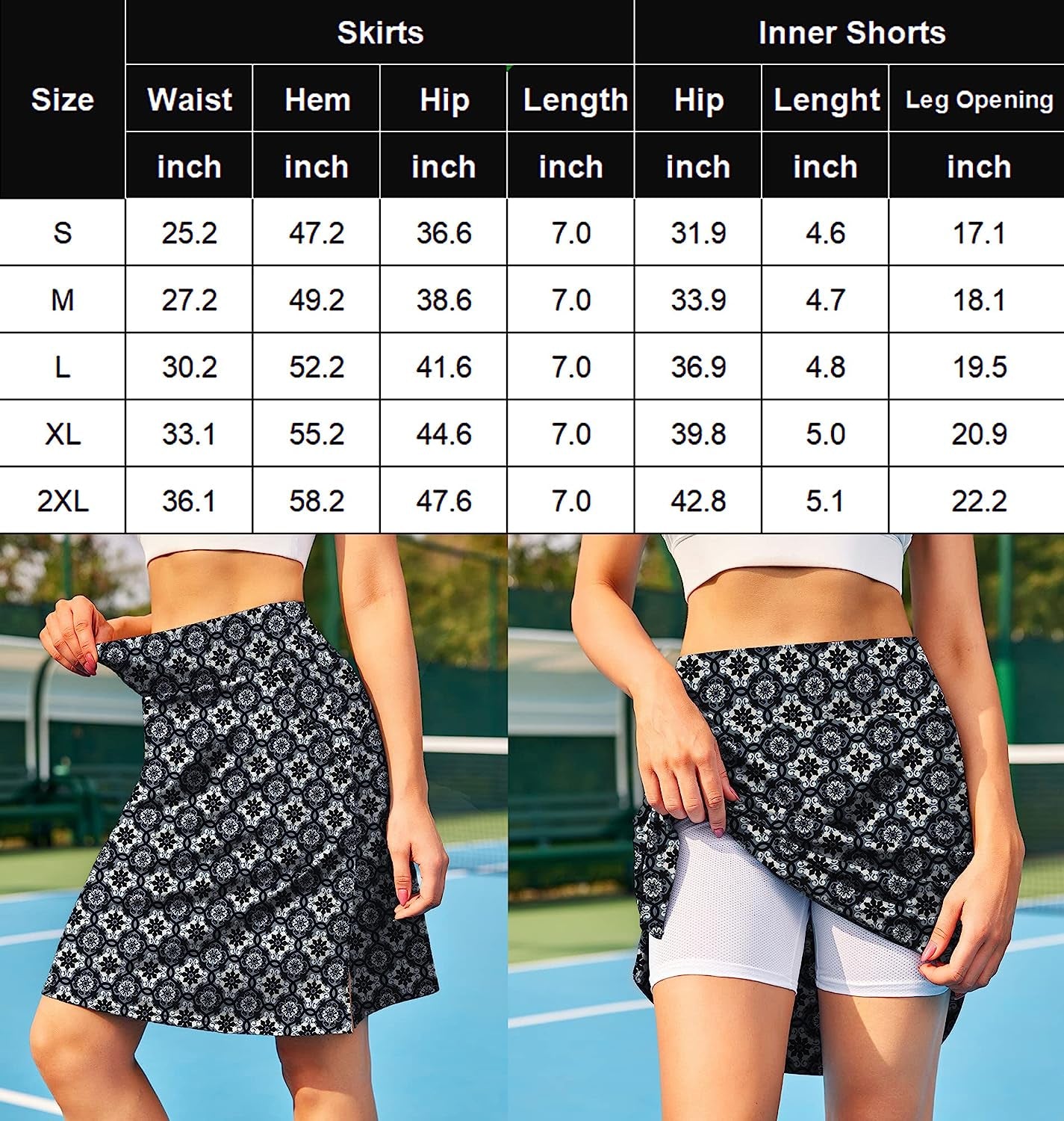 Women'S 20" Knee Length Tennis Skorts Skirts SPF Elastic Athletic Skorts with Shorts Golf Skirt with Pocket Casual Skorts  COOrun   