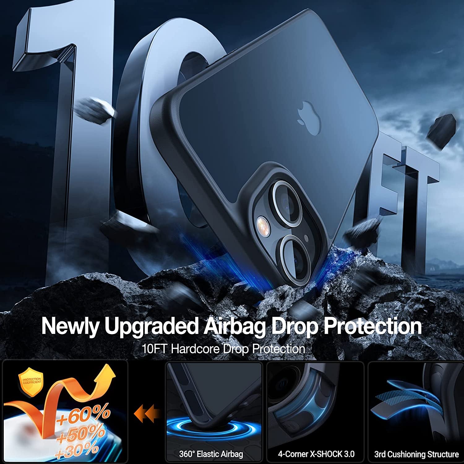 TORRAS Designed for Shockproof Iphone 13 Case/Iphone 14 Case, Military Grade Drop Tested, Shockproof Protective Hard Back Slim Case for Iphone 13 & Iphone 14 Case, Black-Guardian Series  TORRAS   