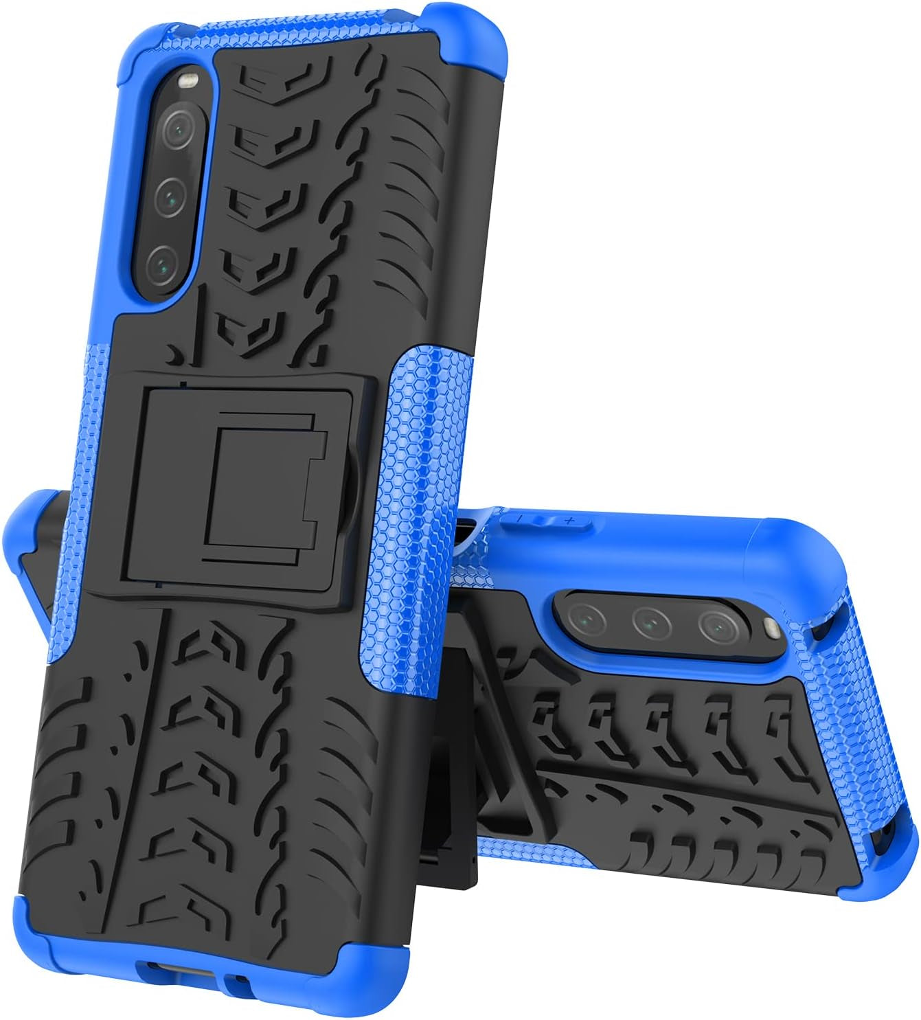 Ysnzaq Tyre Pattern Phone Case for Sony Xperia 10 IV, TPU and PC Double Layer Shockproof Protection with Durable Kickstand Phone Cover for Sony Xperia 10 IV XW Purple  Ysnzaq Blue  