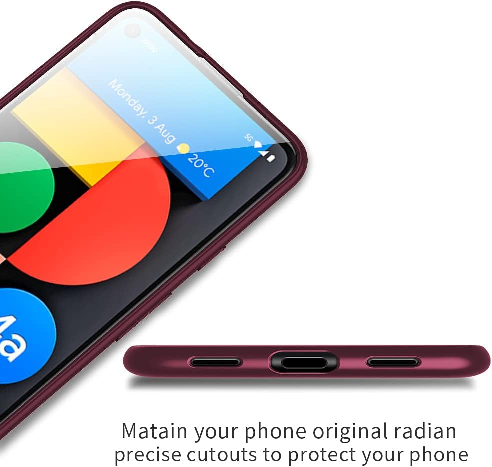 X-Level Google Pixel 4A 5G Case Thin Ultra Slim Fit Mobile Phone Case Soft Flexible TPU Matte Finish Light Coating Grip Full Protective Phone Back Cover for Women Compatible Google 4A 5G-Wine Red  X-level   