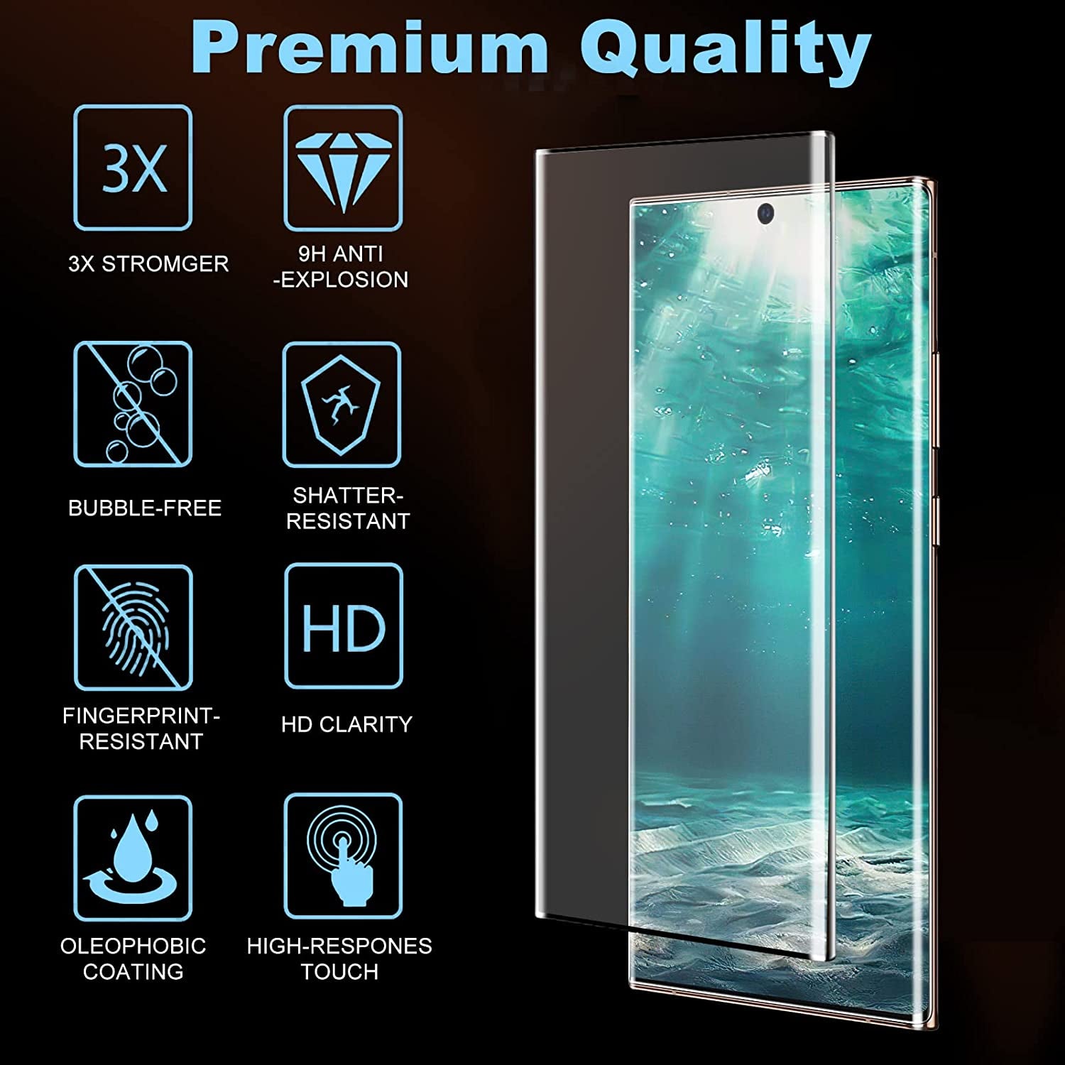 Samcorn [2+2 Pack] Screen Protector Samsung Galaxy Note 20Ultra/Note20 Ultra 5G,9H Tempered Glass,Ultrasonic Fingerprint Compatible,3D Curved,Hd Clear,Bubble-Free Galaxy Note 20Ultra Glass Protector  Samcorn   