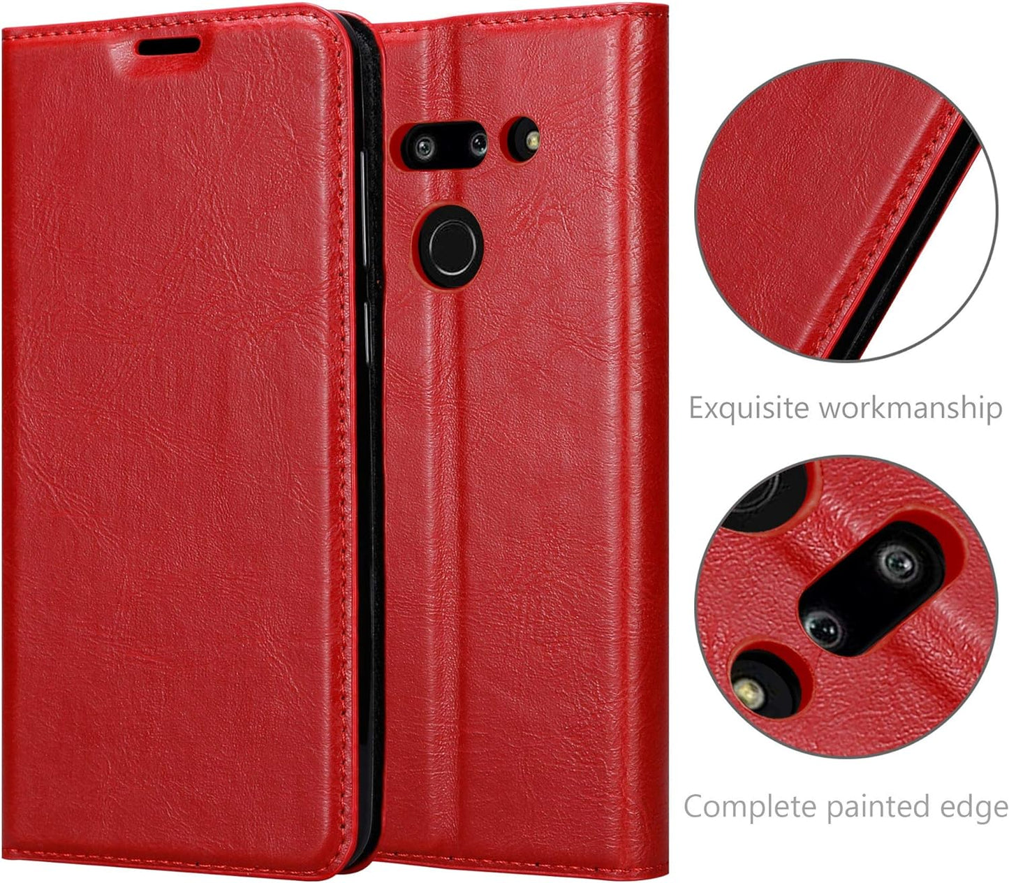 Cadorabo Book Case Compatible with LG G8 Thinq in Apple RED - with Magnetic Closure, Stand Function and Card Slot - Wallet Etui Cover Pouch PU Leather Flip  Cadorabo   