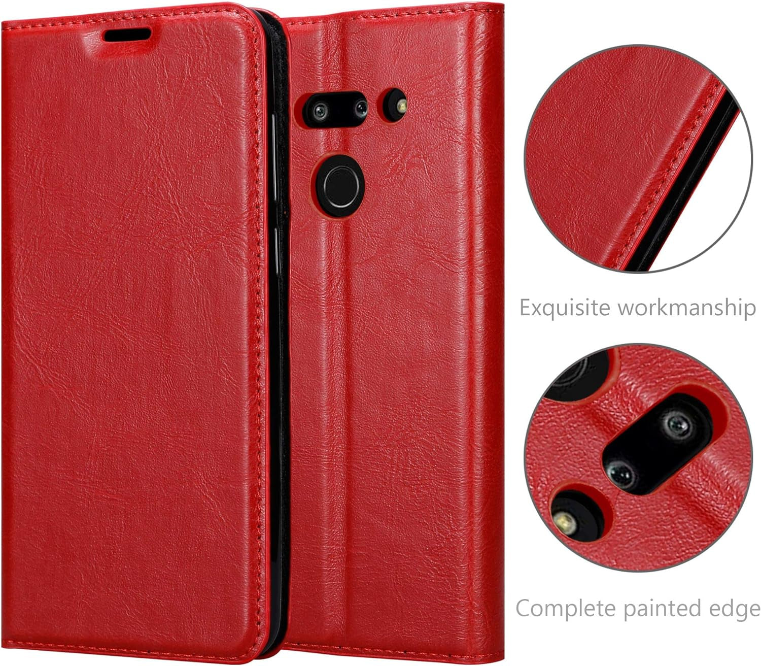 Cadorabo Book Case Compatible with LG G8 Thinq in Apple RED - with Magnetic Closure, Stand Function and Card Slot - Wallet Etui Cover Pouch PU Leather Flip  Cadorabo   