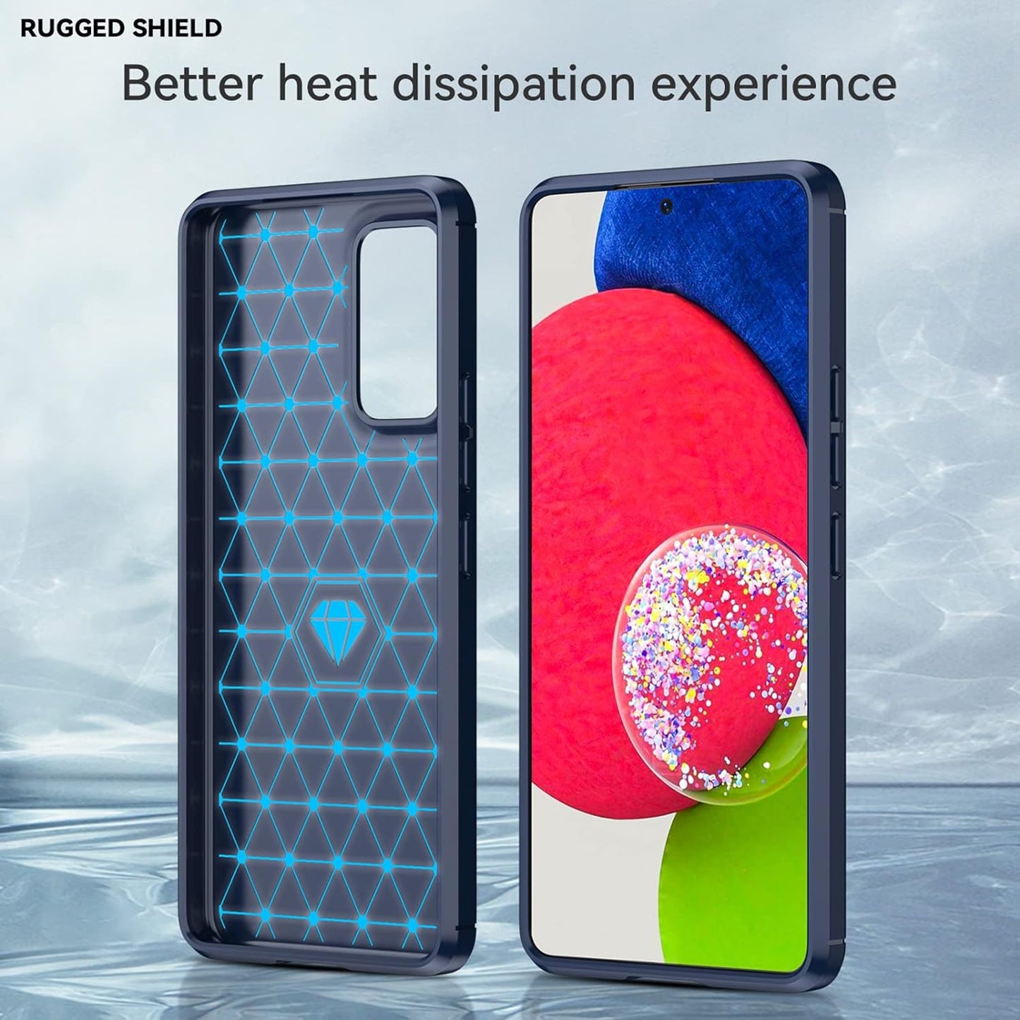 M MAIKEZI Samsung A53 5G Case,Galaxy A53 5G Case,With HD Screen Protector, Fashion Shock-Absorption Flexible TPU Bumper Soft Rubber Protective Case Cove for Samsung Galaxy A53 5G (Navy Brushed TPU)  JINZHI Inc   