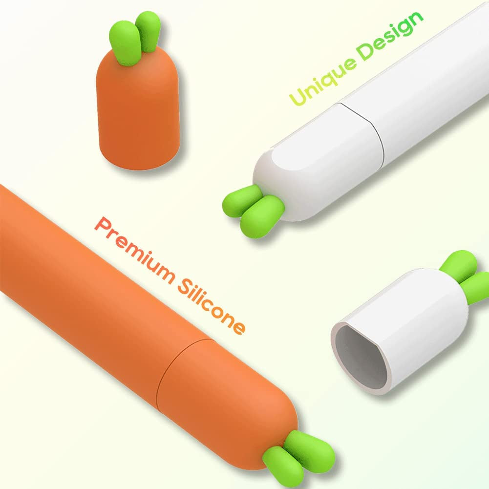 Case for Apple Pencil 2Nd Generation Case Sleeve Soft Silicone Cute Carrot Design Protective Cover Holder Accessories Compatible with Apple Pencil 2Nd Gen (Orange)  Meowster   