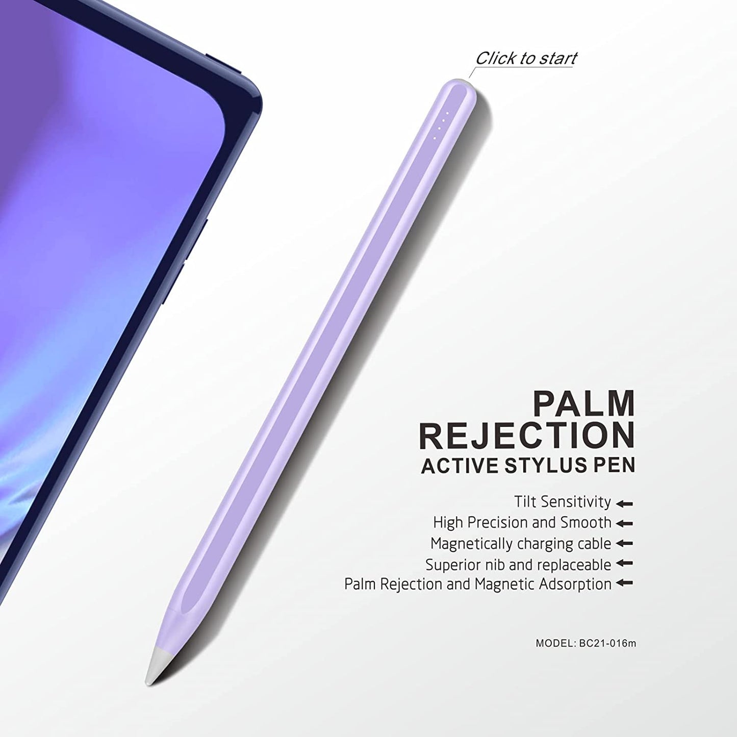 Ipad Air Pencil with Palm Rejection, PERMARK Stylus Pen Compatible with (2018-2023) Apple Ipad Pro (11/12.9 Inch),Ipad Air 3Rd/4Th/5Th Gen,Ipad 6/7/8/9Th Gen,Ipad Mini 5/6Th Gen (Purple)  PERMARK   