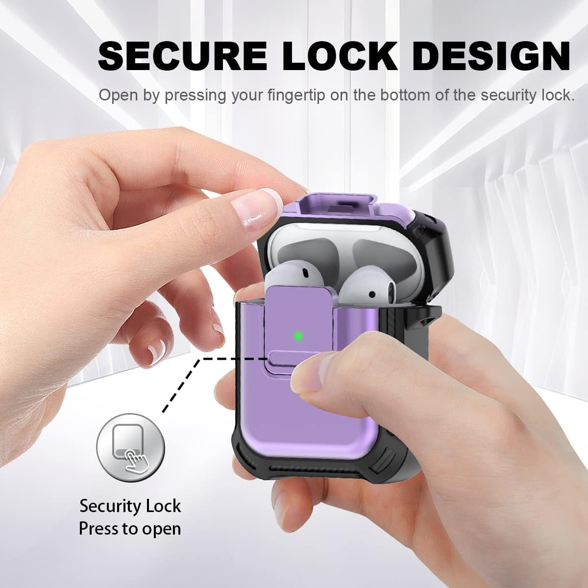 YIPINJIA [5 in 1] Case for Airpods 2&1 with Secure Lock, PC+TPU Shockproof Protective Airpods Cover Case for Women Compatible with Airpods 1 & Airpods 2 Case with Fashion Candy Keychain (Purple)  YIPINJIA   