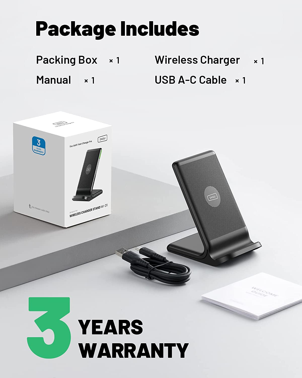 INIU Wireless Charger, 15W Fast Wireless Charging Station with Sleep-Friendly Adaptive Light Compatible with Iphone 14 13 12 Pro XR XS 8 plus Samsung Galaxy S23 S22 S21 S20 Note 20 10 Google LG Etc  Shenzhen Topstar Industry Co.,Ltd.   