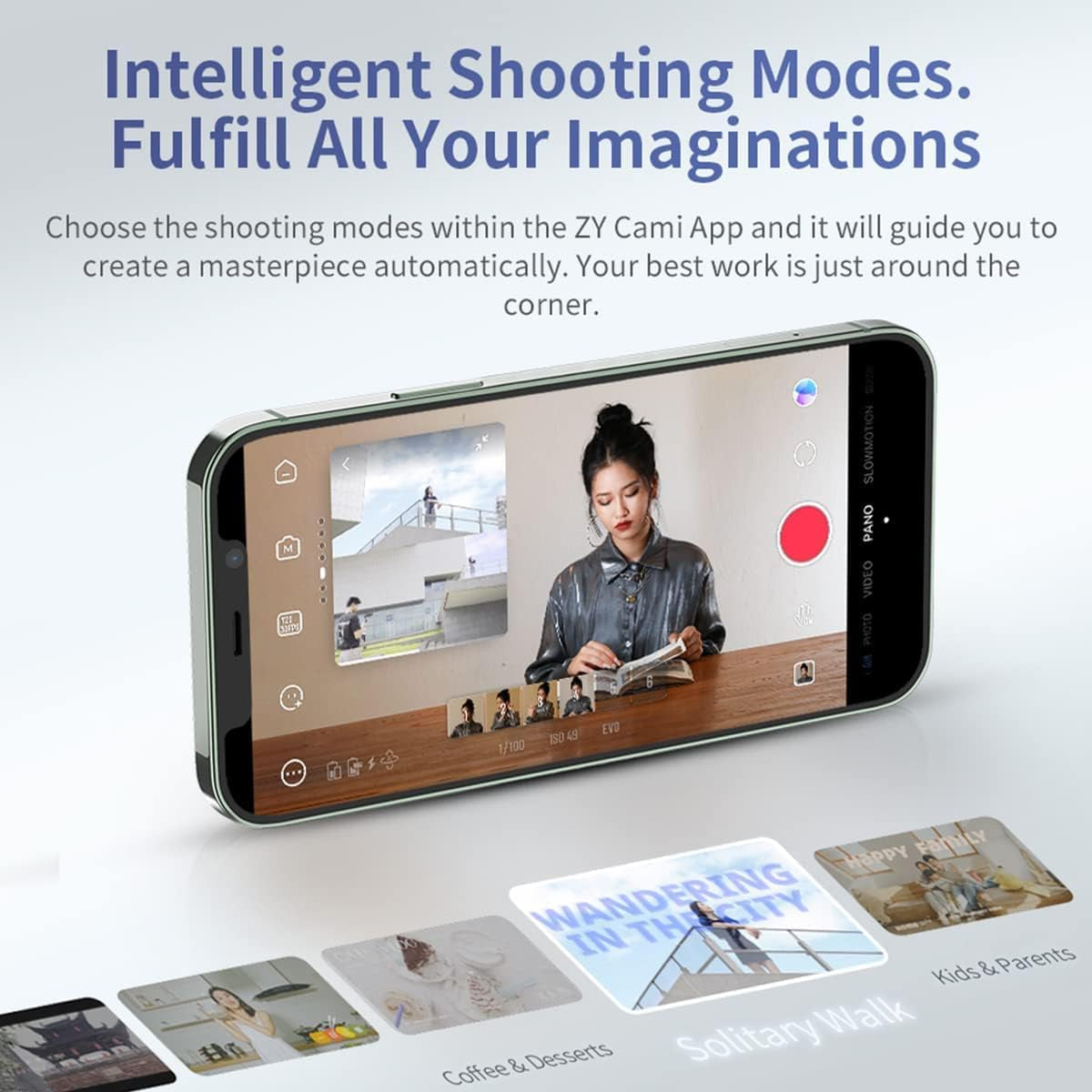 Zhiyun Smooth Q4 Combo Smartphone Gimbal Stabilizer, 215Mm Built-In Extension Rod 5500K Magnetic Fill Light Compatible with Android and Iphone for Vlog Tiktok Youtube Video  zhi yun   