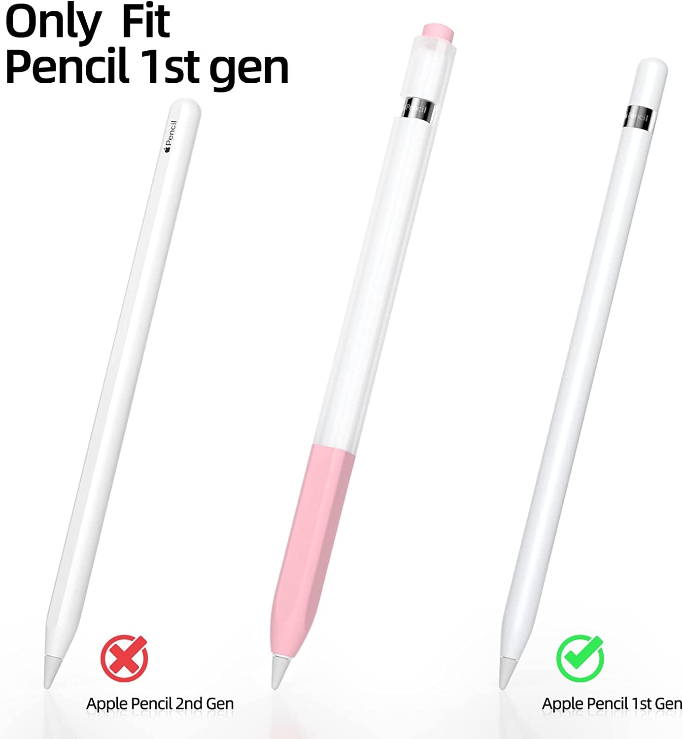 Joosko Compatible with Apple Pencil 1St Generation Case, Non-Slip Silicone Case, [With 10 Silicone Nib Sleeves] for Apple Pencil 1St Generation. (Pink)  JOOSKO   