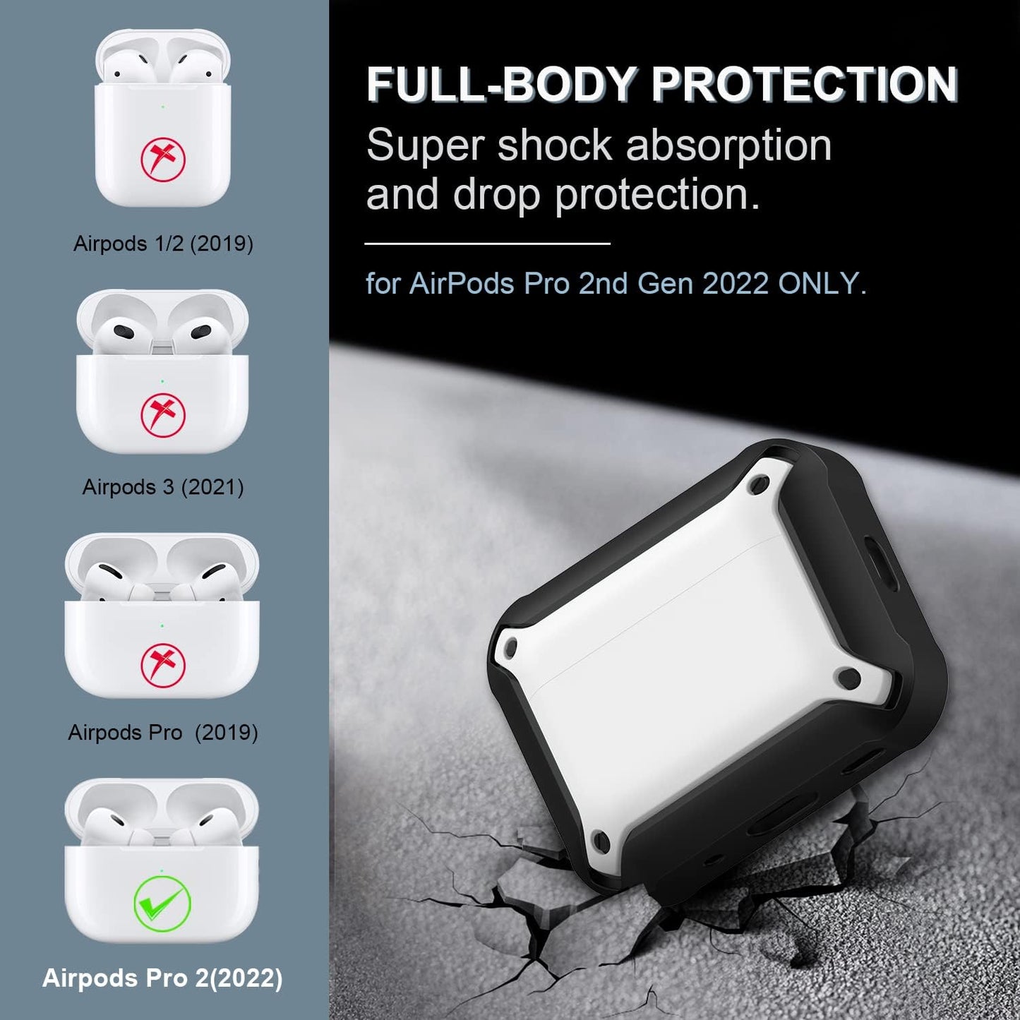 [14 in 1 Set] for Airpods Pro 2Nd Generation Case Cover, Silicone Airpod Pro 2 Case Cover for Men Women with Lanyard, Shock-Absorbing Protective Case for Airpods Pro 2Nd Generation 2022 - White  TOLUOHU   