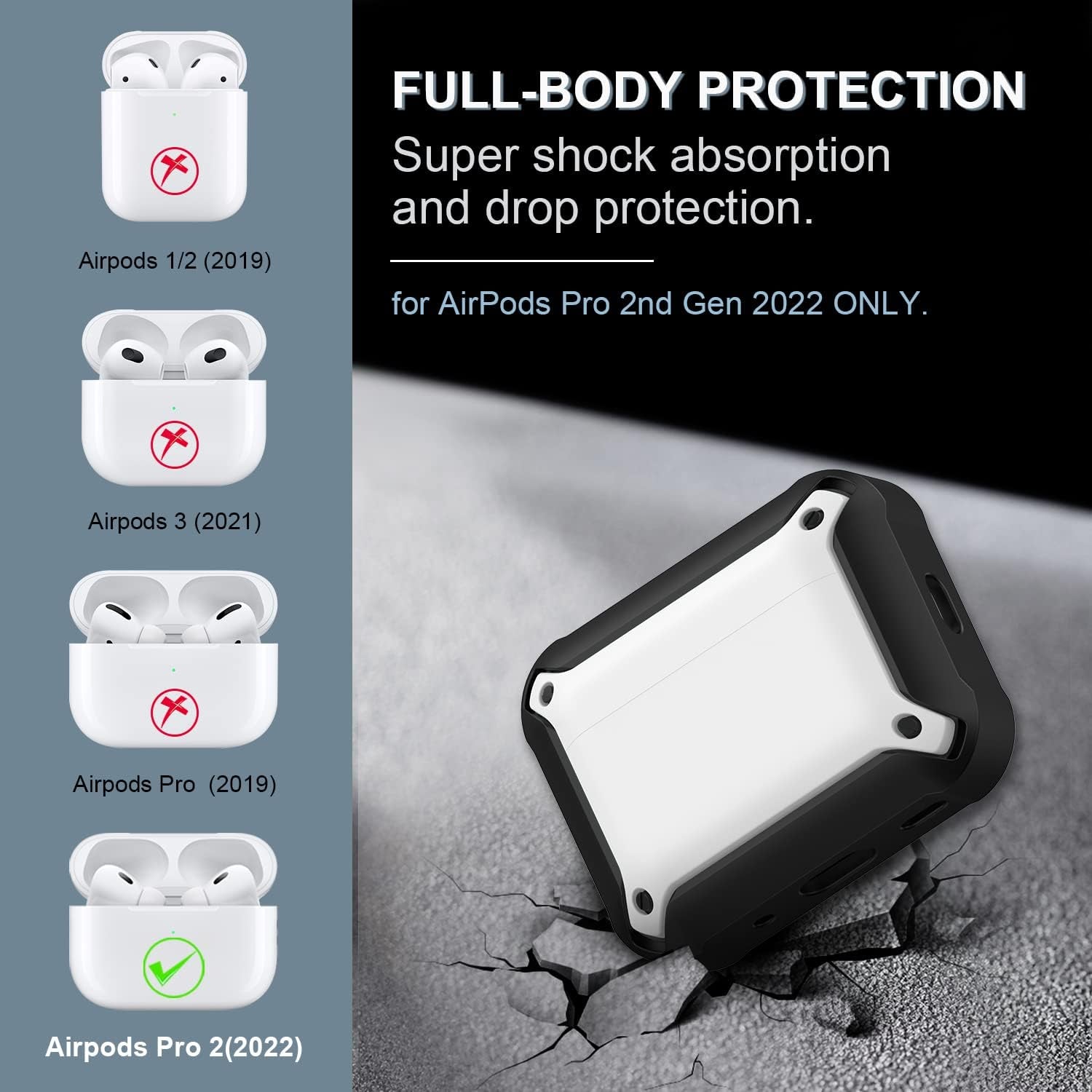 [14 in 1 Set] for Airpods Pro 2Nd Generation Case Cover, Silicone Airpod Pro 2 Case Cover for Men Women with Lanyard, Shock-Absorbing Protective Case for Airpods Pro 2Nd Generation 2022 - White  TOLUOHU   