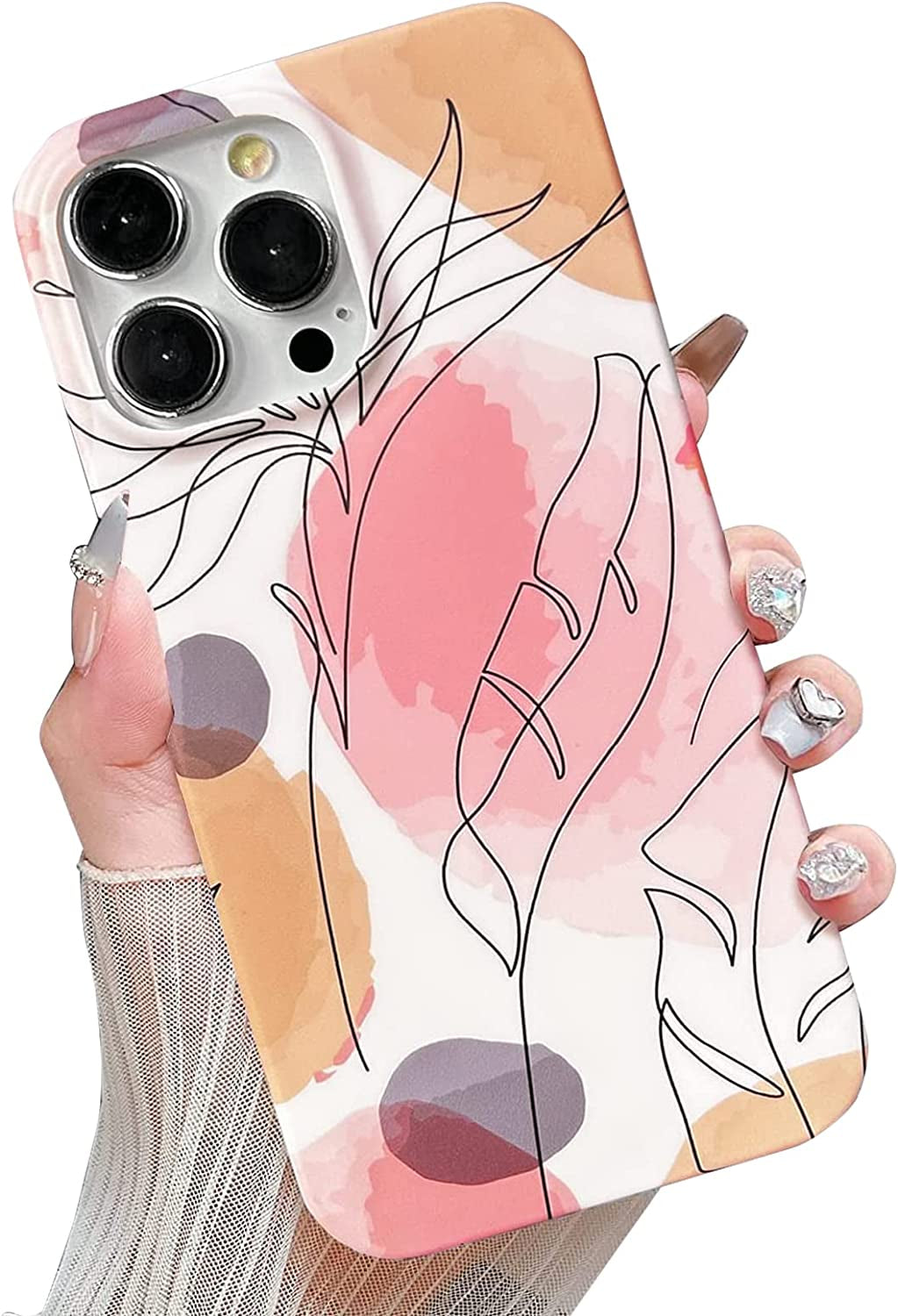 J.West Compatible with Iphone 14 Pro Max Case Soft Shockproof Cute Floral Phone Protective Cover for Women, Garden Flower Pattern Design Slim Fit Anti-Scratch 6.7" Phone Case for Girl  J.west Orange  