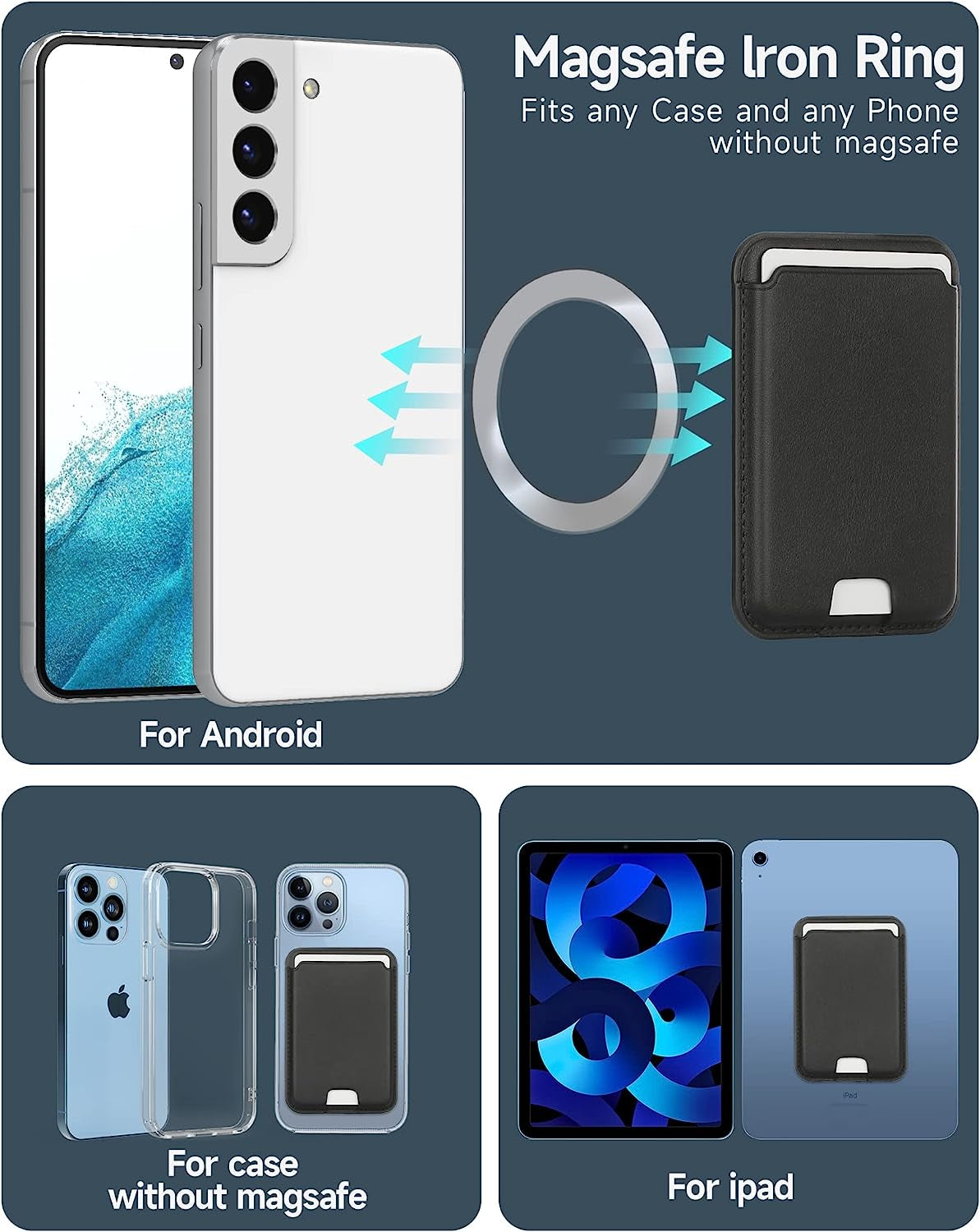 LCYATSI Magnetic Card Wallet Holder with Magsafe for Iphone 12/13/14 Mini/Plus/Pro/Max, Magnetic Cell Phone Wallet Card Holder for Magsafe Compatible with Most of Cell Phone Black  LCYATSI   