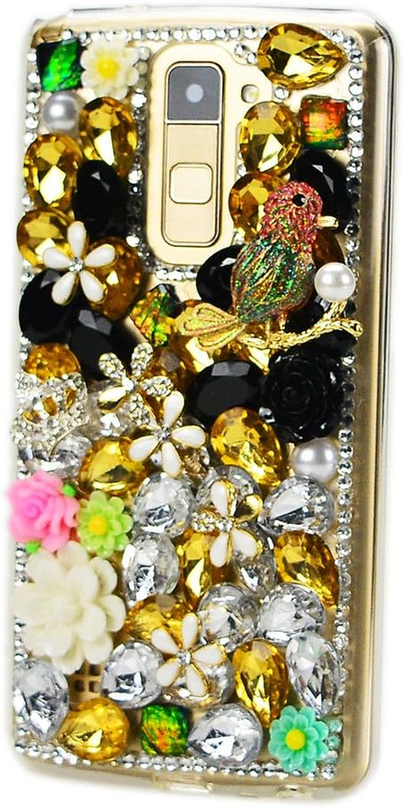 STENES LG G6 / LG G6 plus Case - Luxurious Series 3D Handmade Sparkly Crystal Bling Cover Hybrid Drop Bumper Protection Case with Retro Bows anti Dust Plug - Butterfly Rose Flowers/Yellow  STENES Sparky Night Owl Crown Rose Flowers / Gold  
