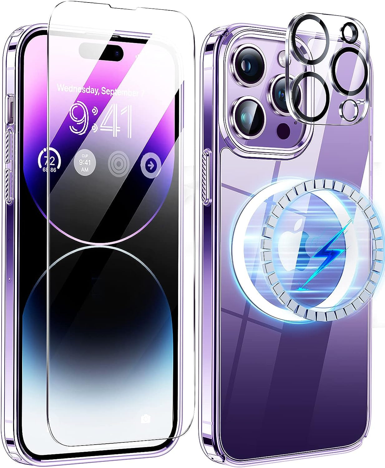 Humixx [5-In-1] Designed for Iphone 14 Pro Case, [10FT Military Shockproof] Slim&Sleek Protective Translucent Matte 2X Tempered Screen Protector + 2X 9H Lens Protector Case for Iphone 14 Pro, Black  Humixx   