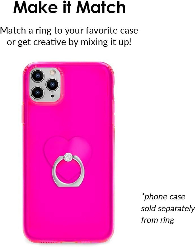 Velvet Caviar Cell Phone Ring Holder - Finger Ring & Stand - Improves Phone Grip Compatible with Iphone, Galaxy and Most Smartphones (Neon Pink Heart)  Velvet Caviar   
