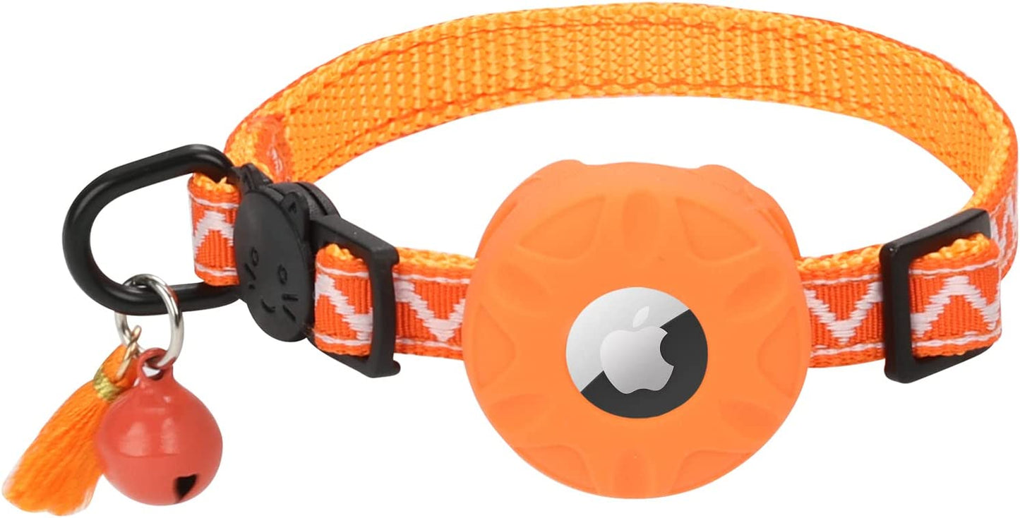 Airtag Cat Collar,Daboqed Kitten Collar Adjustable Breakaway Collar with Safety Buckle and Silicone Airtag Holder Case Compatible with Airtag Pet Collar for Female Girl Cats Male Boy Cats(Mint Green)  DaboQed Orange  