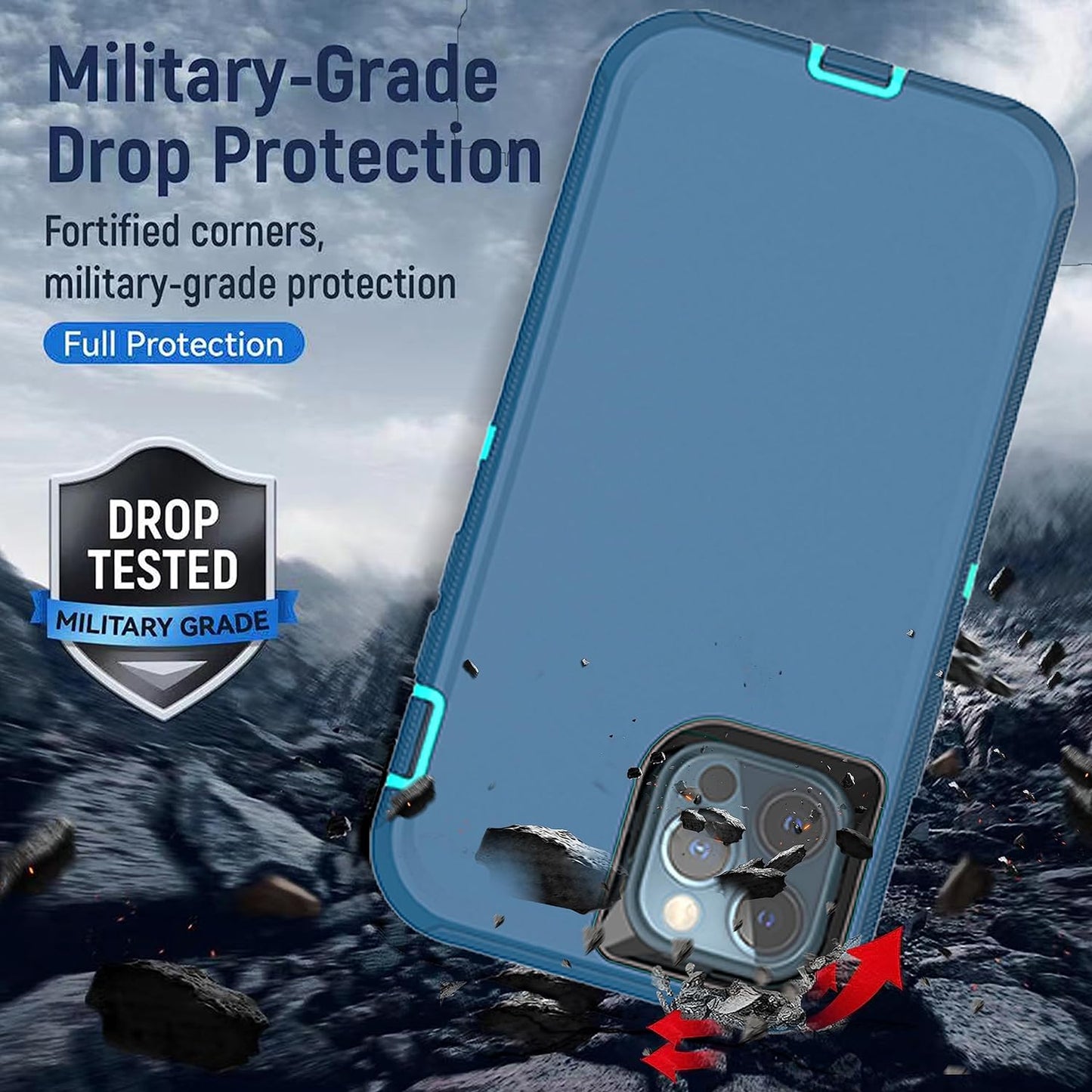 Ymhxcy for Iphone 11 Pro Case Shockproof Dropproof Dust-Proof Drop Proof 3-Layer Durable Phone Case Heavy Duty Protection Phone Case Cover for Apple Iphone 11 Pro 5.8“ Blue and Turquoise  YmhxcY   