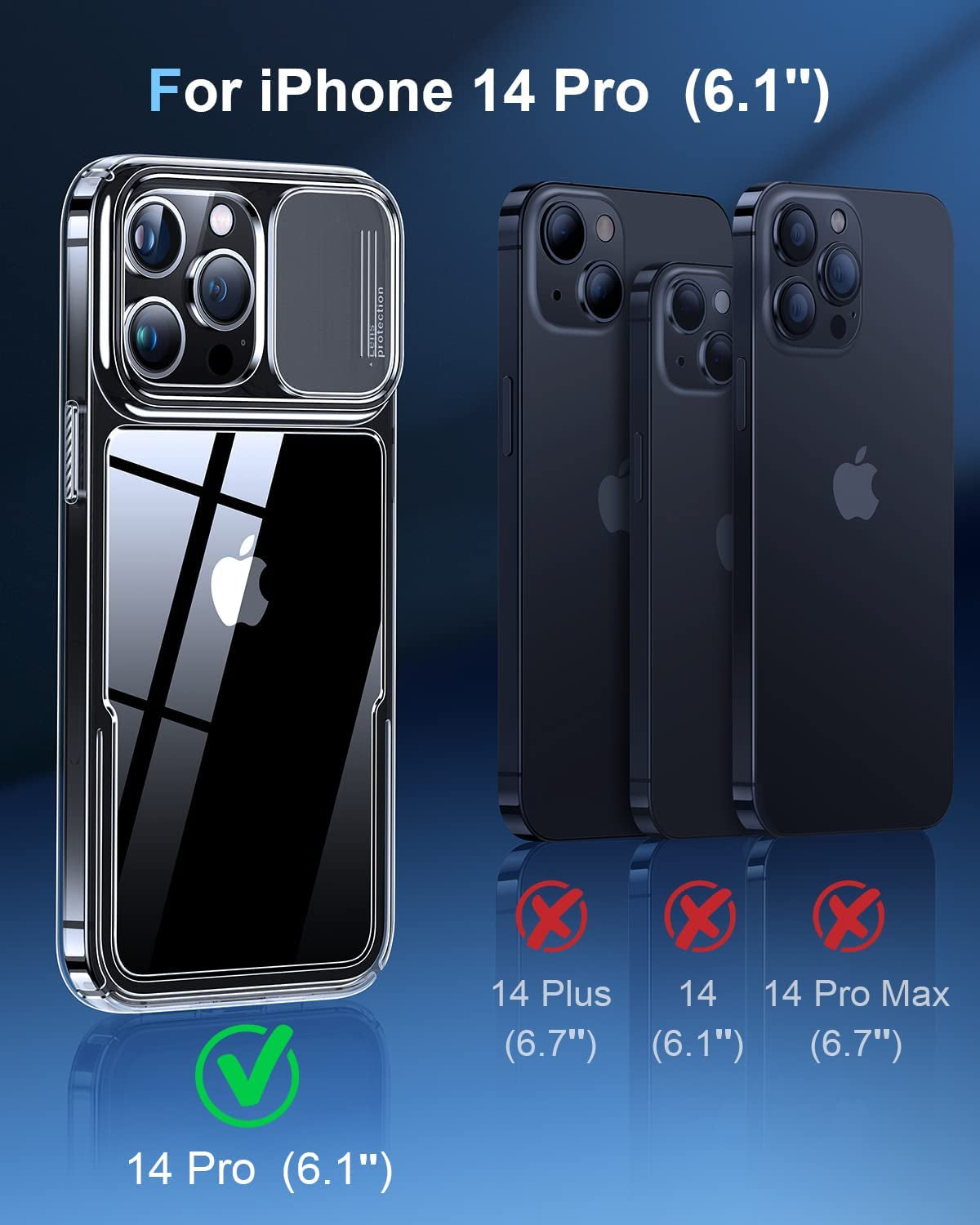 Simtect Designed for Iphone 14 Pro Case with Sliding Camera Cover, Shockproof & Military-Grade Protective Silicone Phone Case for Iphone 14 Pro 6.1 Inch - Clear  Simtect   