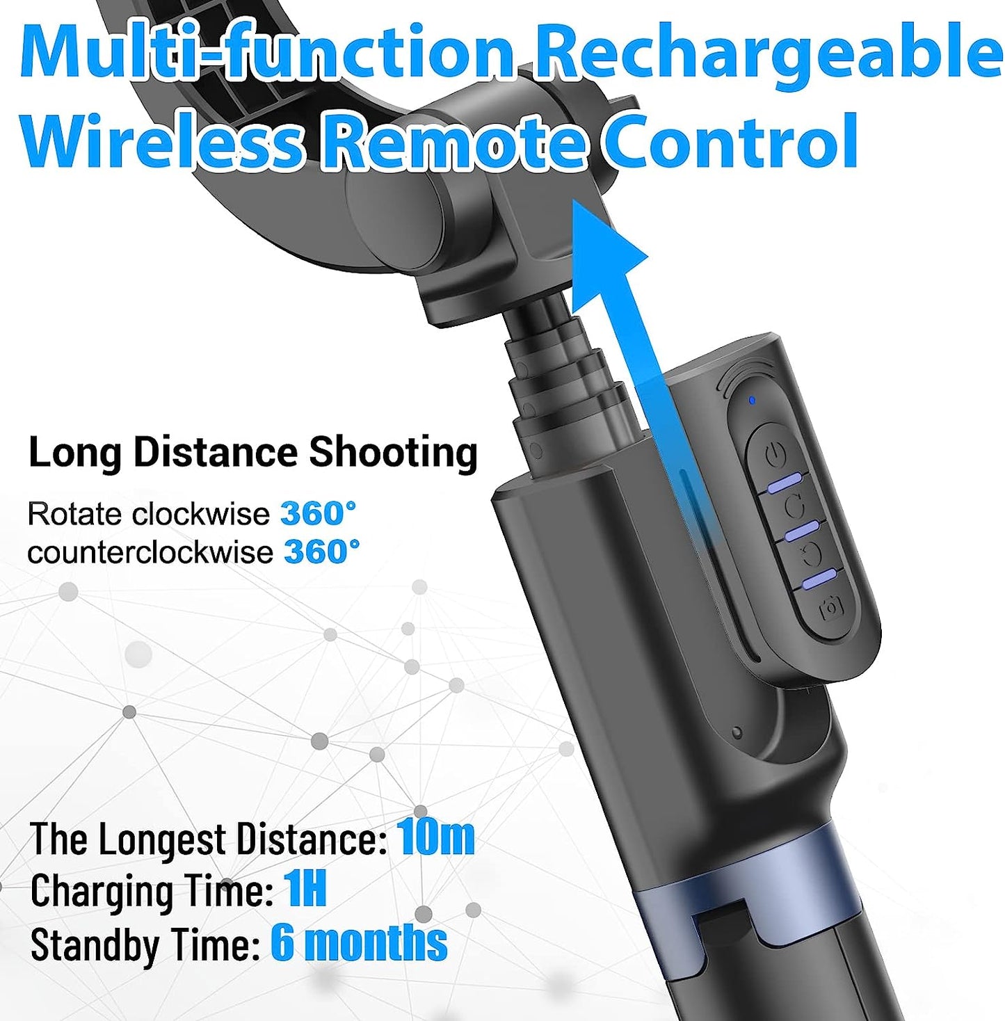 Gimbal Stabilizer for Smartphone with Extendable Selfie Stick and Tripod, 1-Axis Multifunction Remote 360°Automatic Rotation, Auto Balance for Iphone/Android  Obudyard   