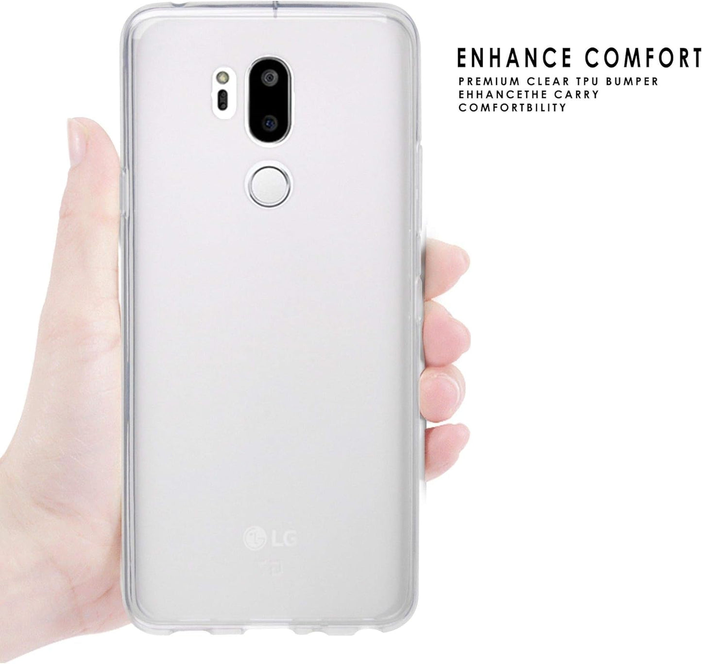 Goldenbeetle GB Flexible TPU Ultra Lightweight Cover [Scratch-Proof] Gel Skin Case Compatible with LG G7 Thinq / G7+ G710 (White Rosy Heart)  GoldenBeetle   
