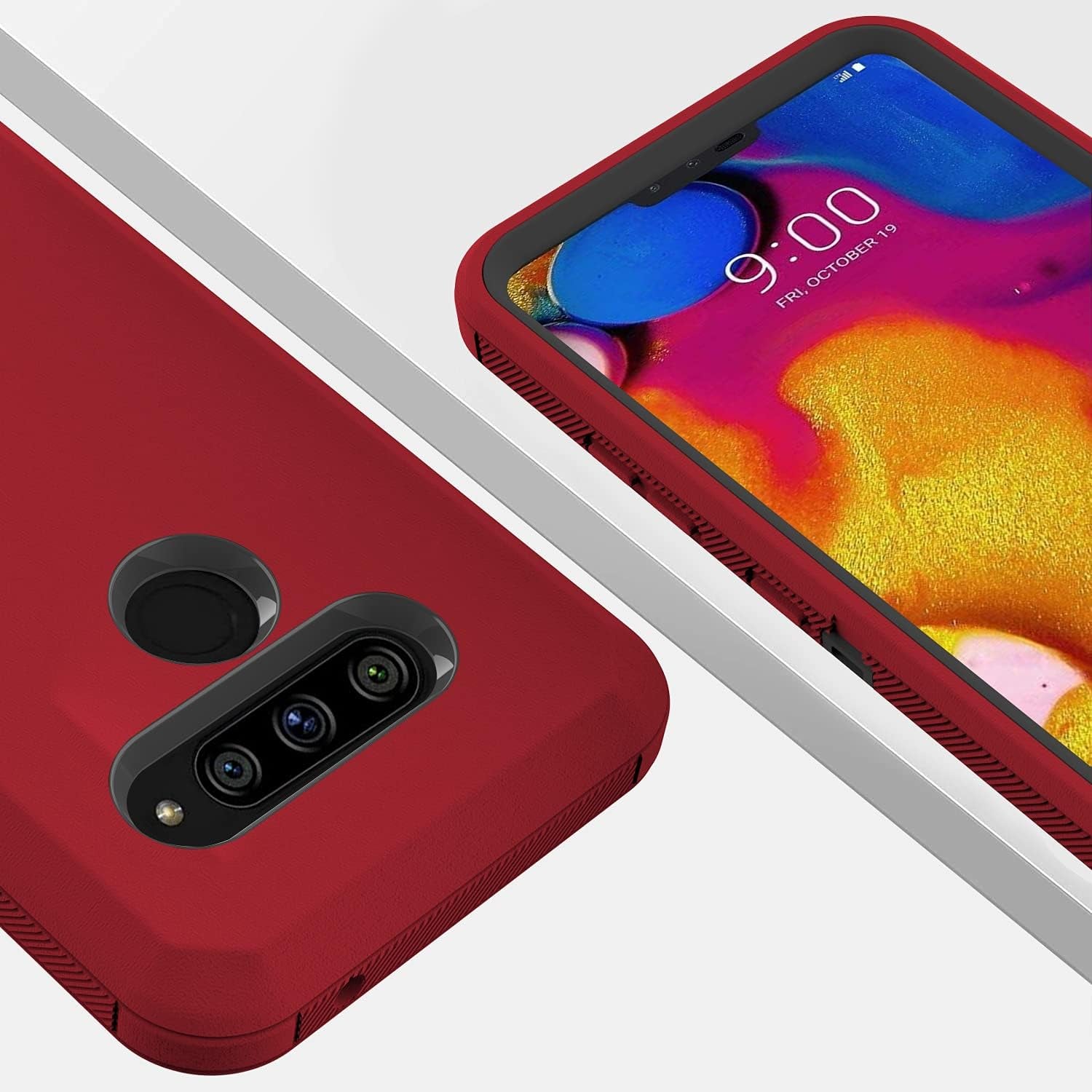 Stroson Compatible with LG V40 Thinq Case, LG V40 Case, with Screen Protector Kickstand Holder Shockproof Protective Phone Case Hard Shell Full Body Defender Cover for LG V40 Thinq (Red/Black)  Stroson   